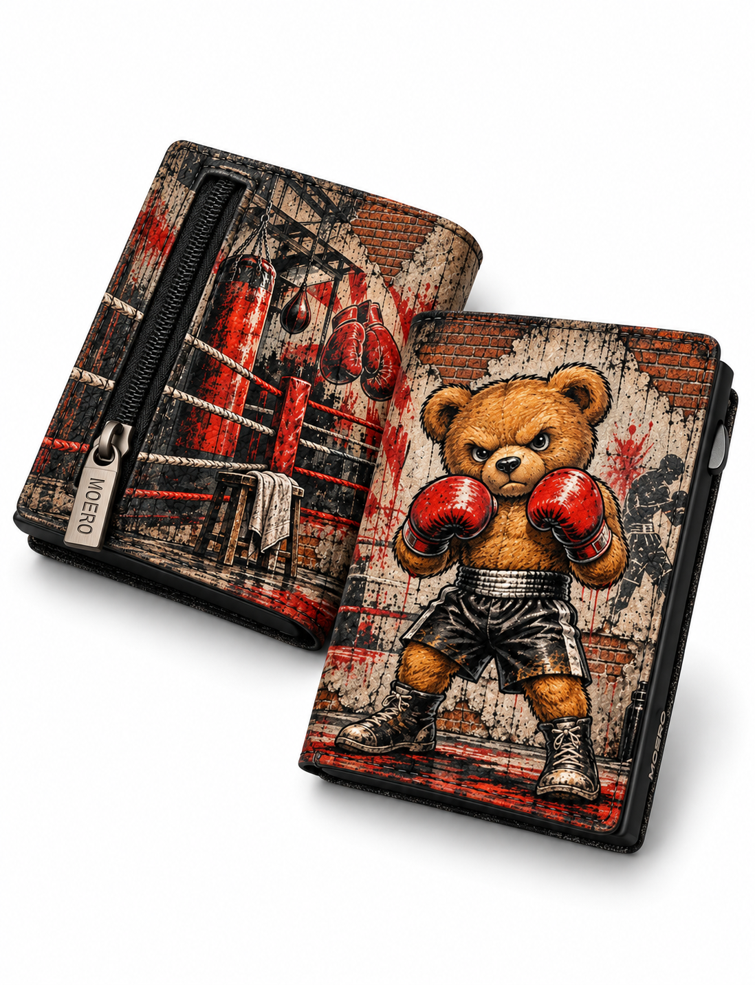 Moero Pro - Teddy Box - Sport Limited Edition – Portafoglio RFID in Vera Pelle Saffiano con Chiusura Magnetica e Portamonete Zip