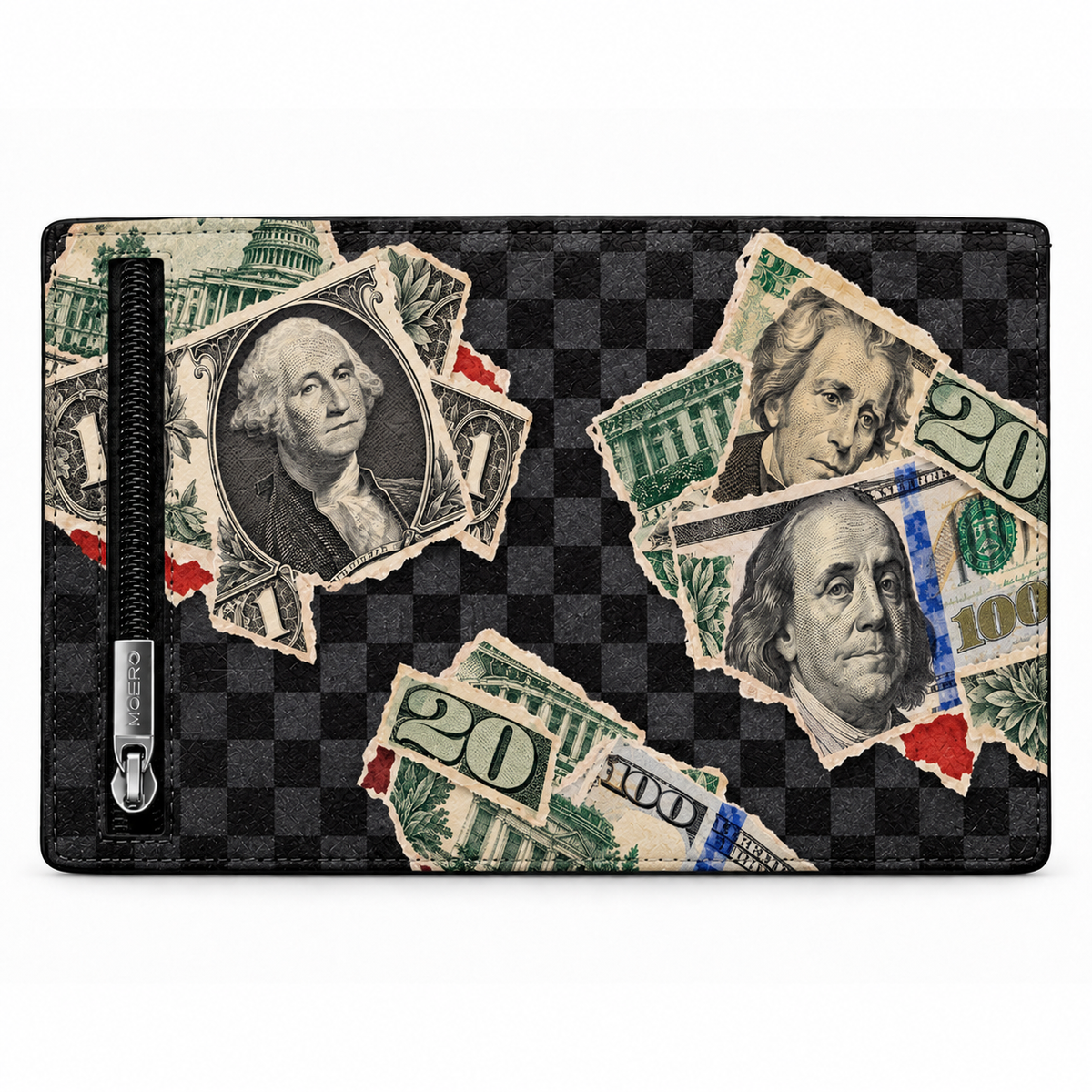 Moero Pro Zip – Dollar District – Underground Limited Edition – Portafoglio RFID in Vera Pelle Saffiano con Chiusura Magnetica e Portamonete Zip