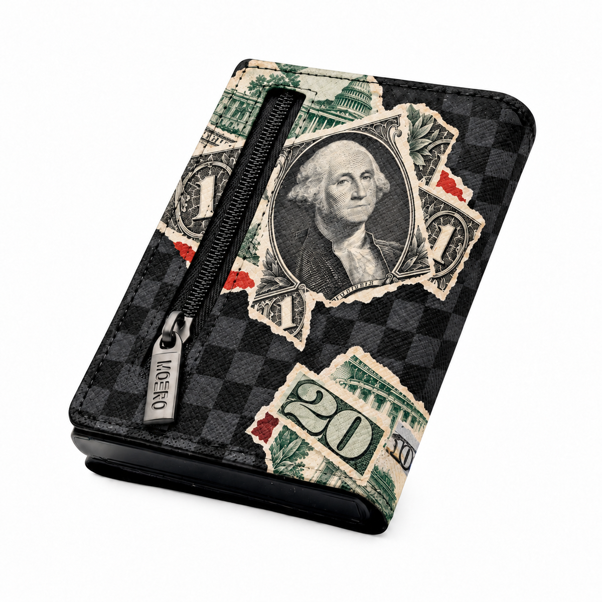 Moero Pro Zip – Dollar District – Underground Limited Edition – Portafoglio RFID in Vera Pelle Saffiano con Chiusura Magnetica e Portamonete Zip