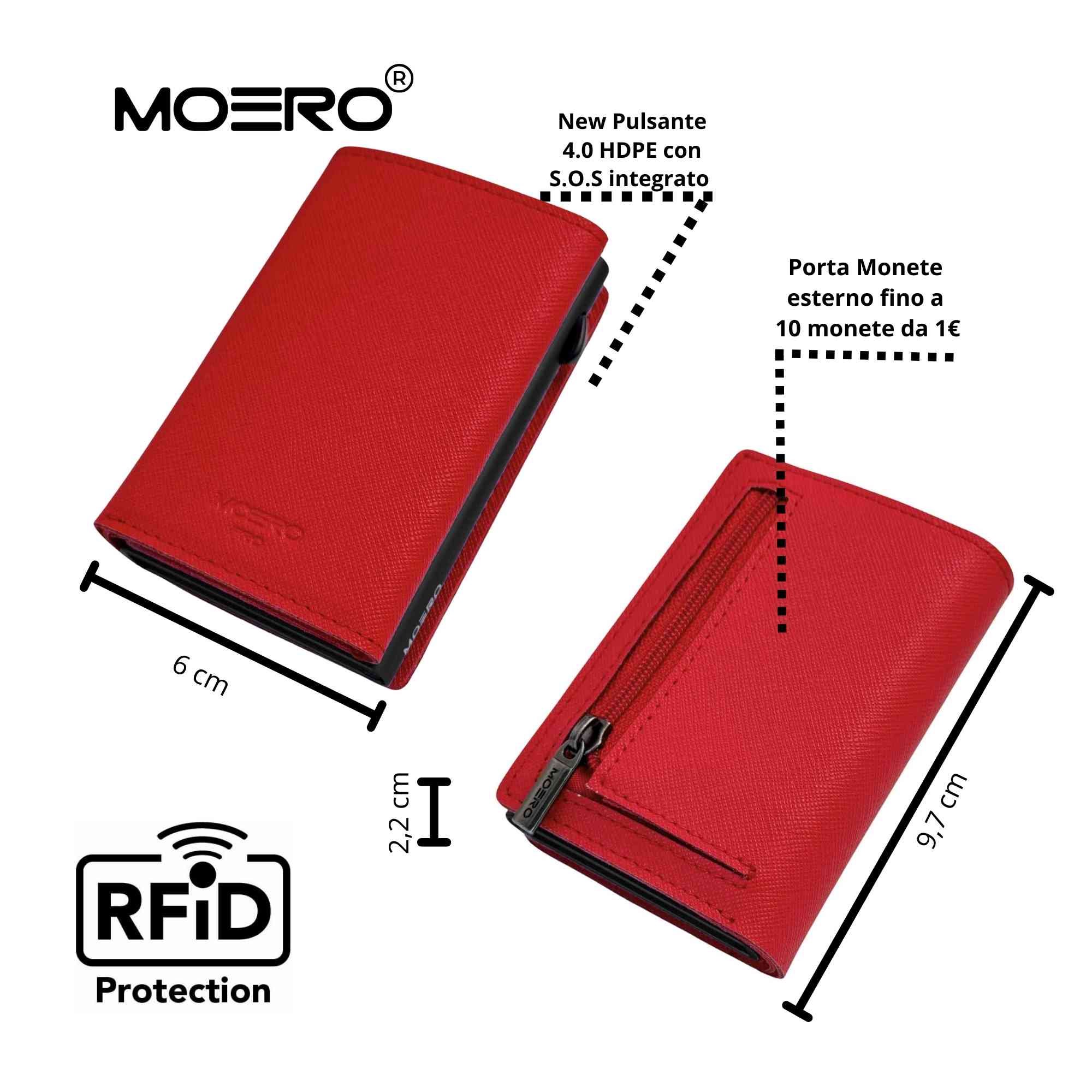 PRO PLUS Saffiano Cremallera Roja