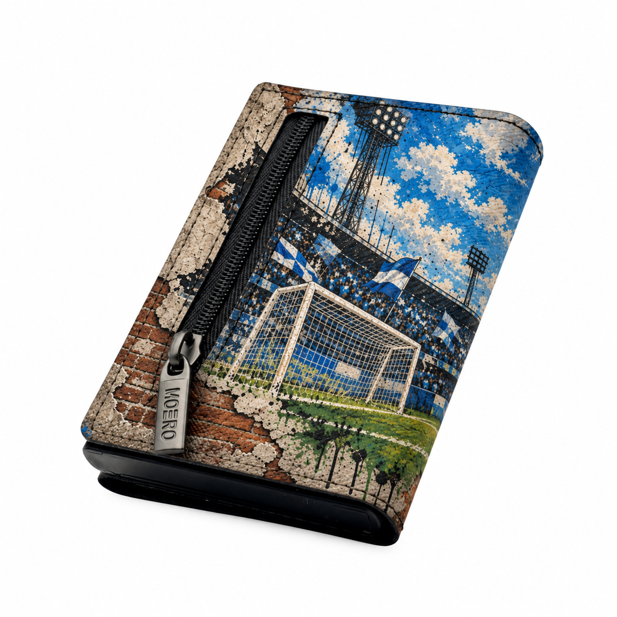 Moero Pro - Teddy Calcio - Sport Limited Edition – Portafoglio RFID in Vera Pelle Saffiano con Chiusura Magnetica e Portamonete Zip
