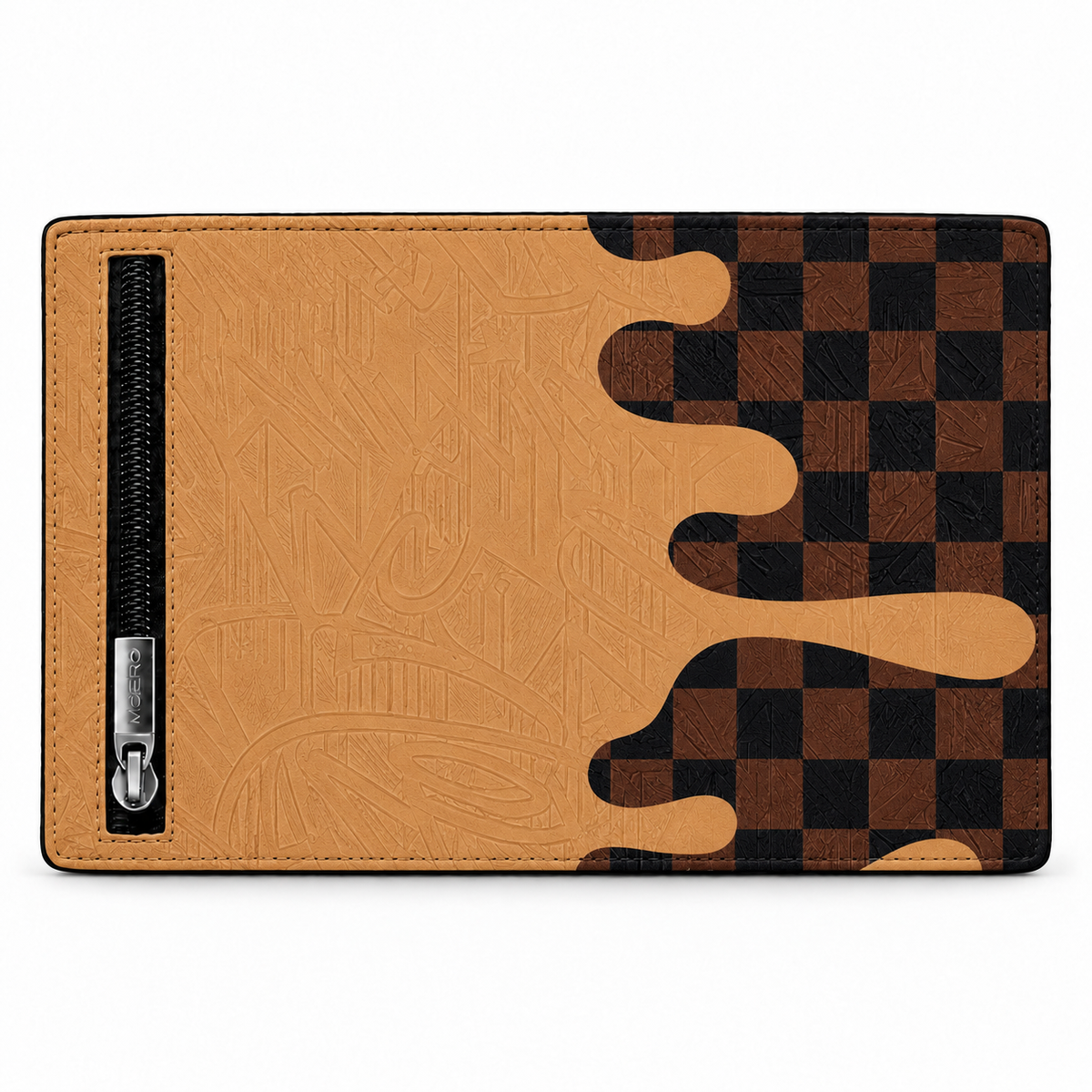 Moero Pro Zip – Caramel Drip – Underground Limited Edition – Portafoglio RFID in Vera Pelle Saffiano con Chiusura Magnetica e Portamonete Zip