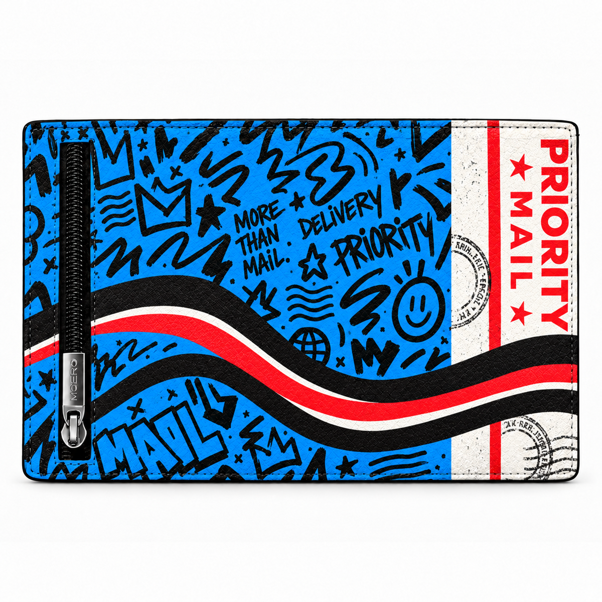 Moero Pro Zip – Priority Blue – Underground Limited Edition – Portafoglio RFID in Vera Pelle Saffiano con Chiusura Magnetica e Portamonete Zip