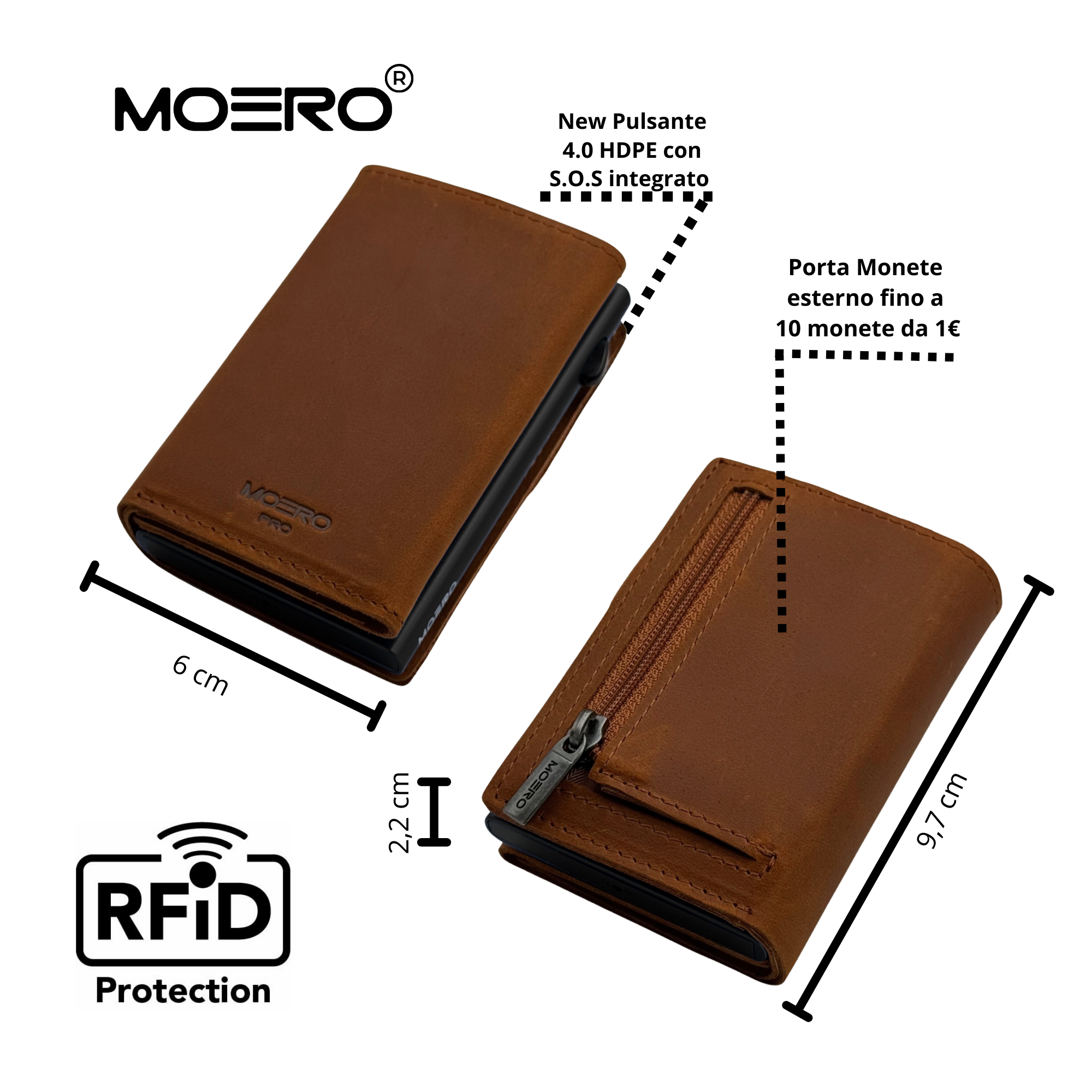 PRO PLUS Crazy Horse Cognac Zip