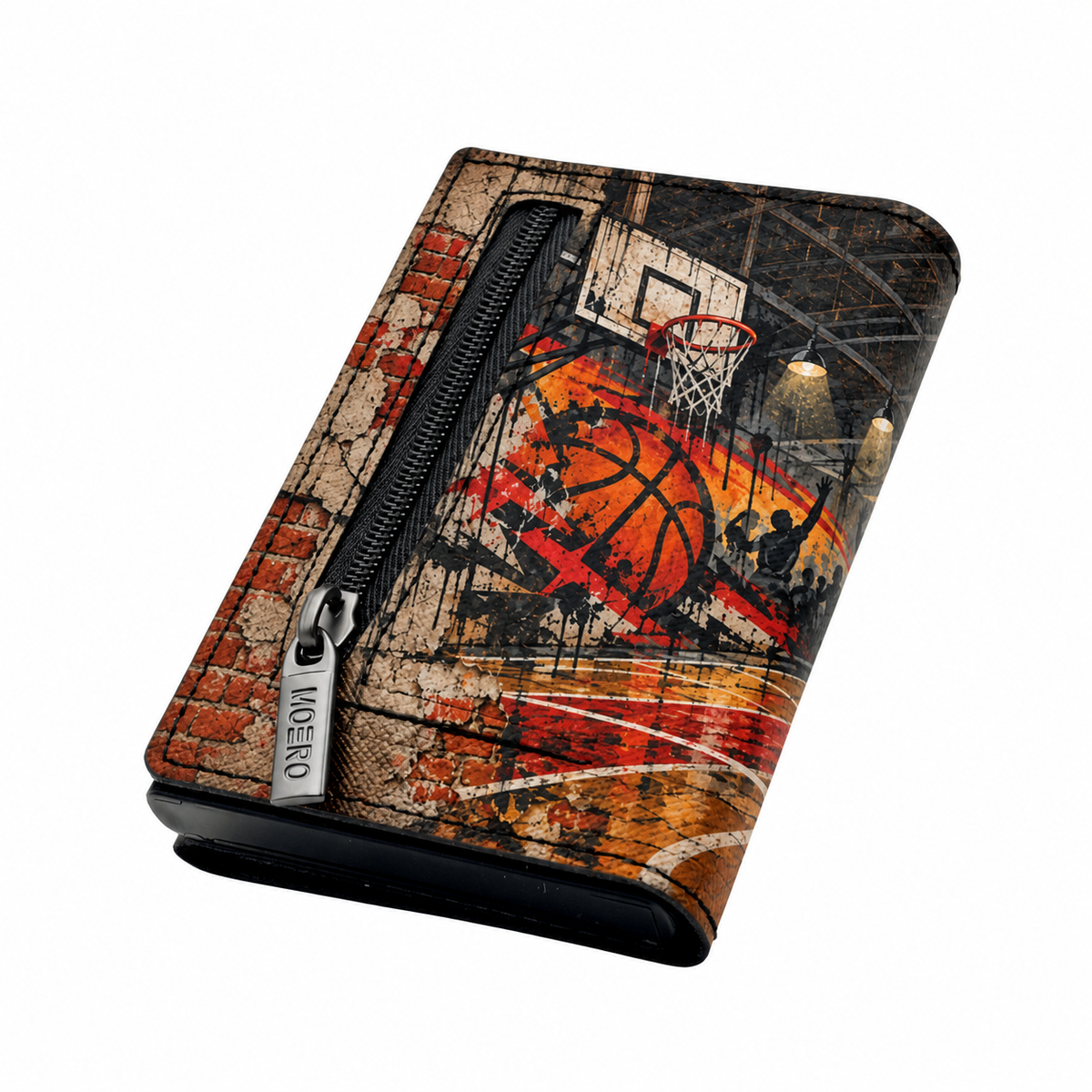 Moero Pro - Teddy Basket - Sport Limited Edition – Portafoglio RFID in Vera Pelle Saffiano con Chiusura Magnetica e Portamonete Zip