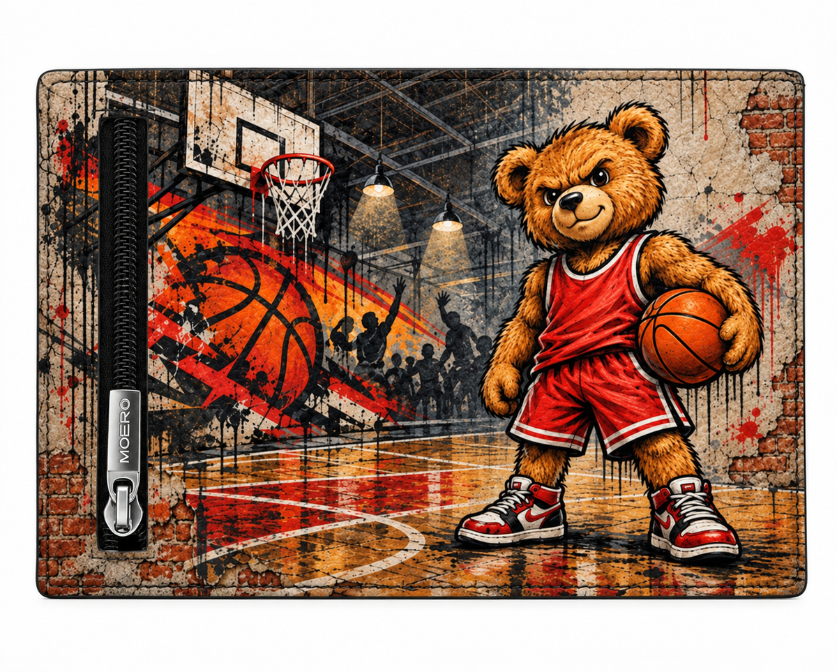 Moero Pro - Teddy Basket - Sport Limited Edition – Portafoglio RFID in Vera Pelle Saffiano con Chiusura Magnetica e Portamonete Zip
