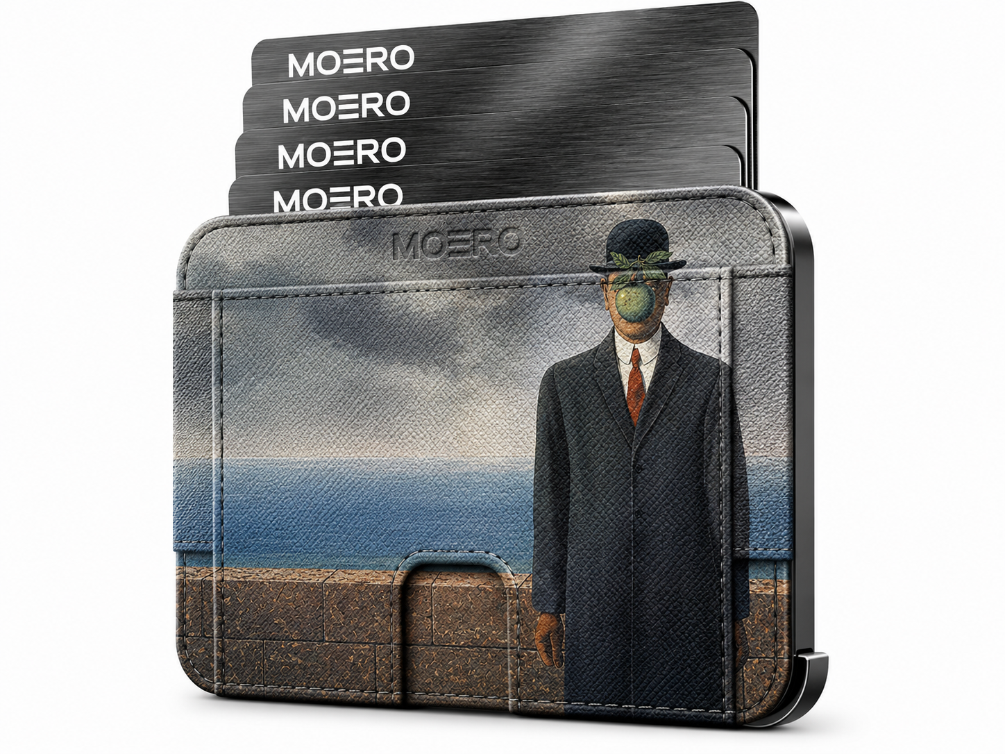 Moero M2 Pro - Il figlio dell'uomo Limited Edition - MagSafe Wallet – Portafoglio RFID in Alluminio e Vera Pelle Saffiano Antigraffio