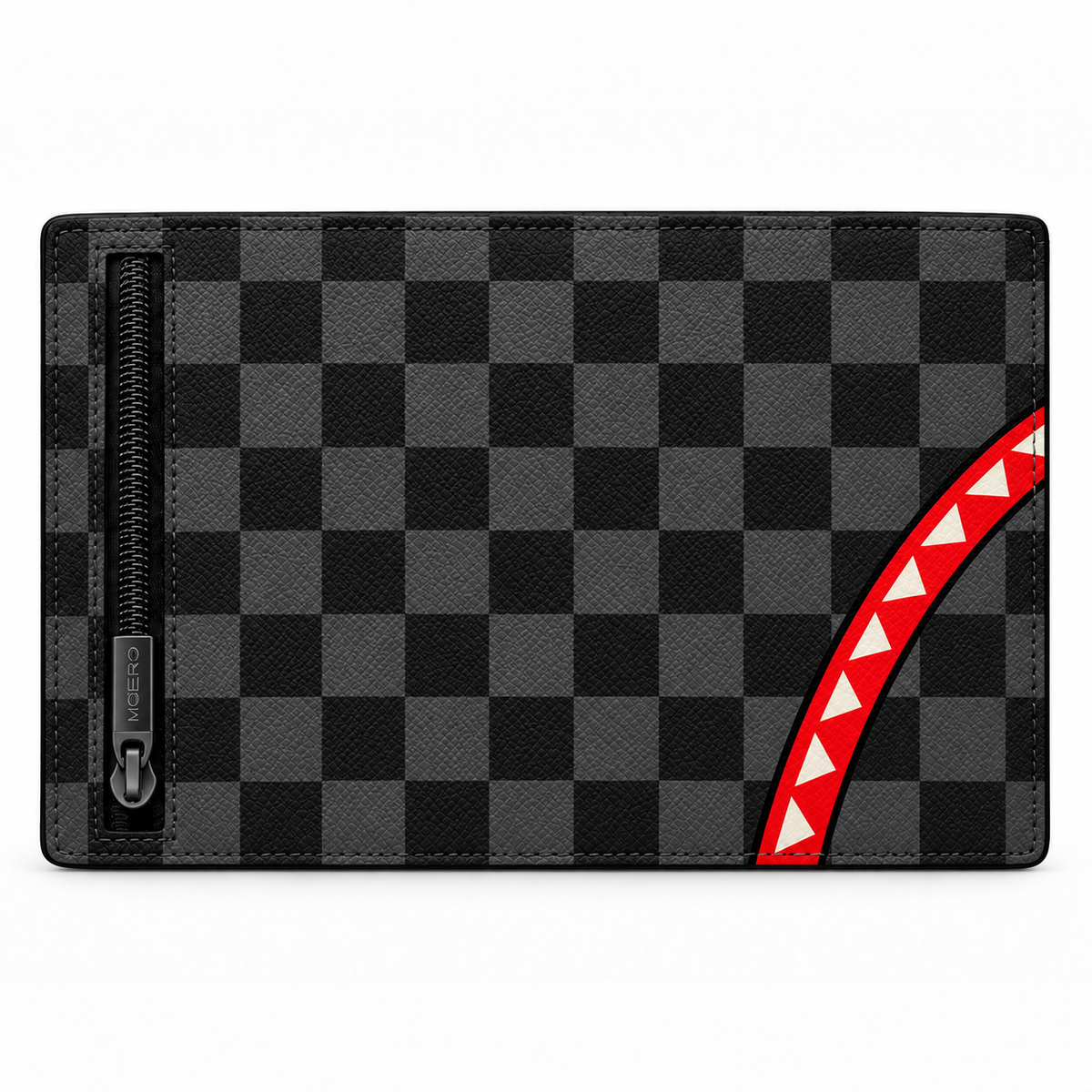 Moero Pro Zip – Check Bite Black – Underground Limited Edition – Portafoglio RFID in Vera Pelle Saffiano con Chiusura Magnetica e Portamonete Zip - portacarte black