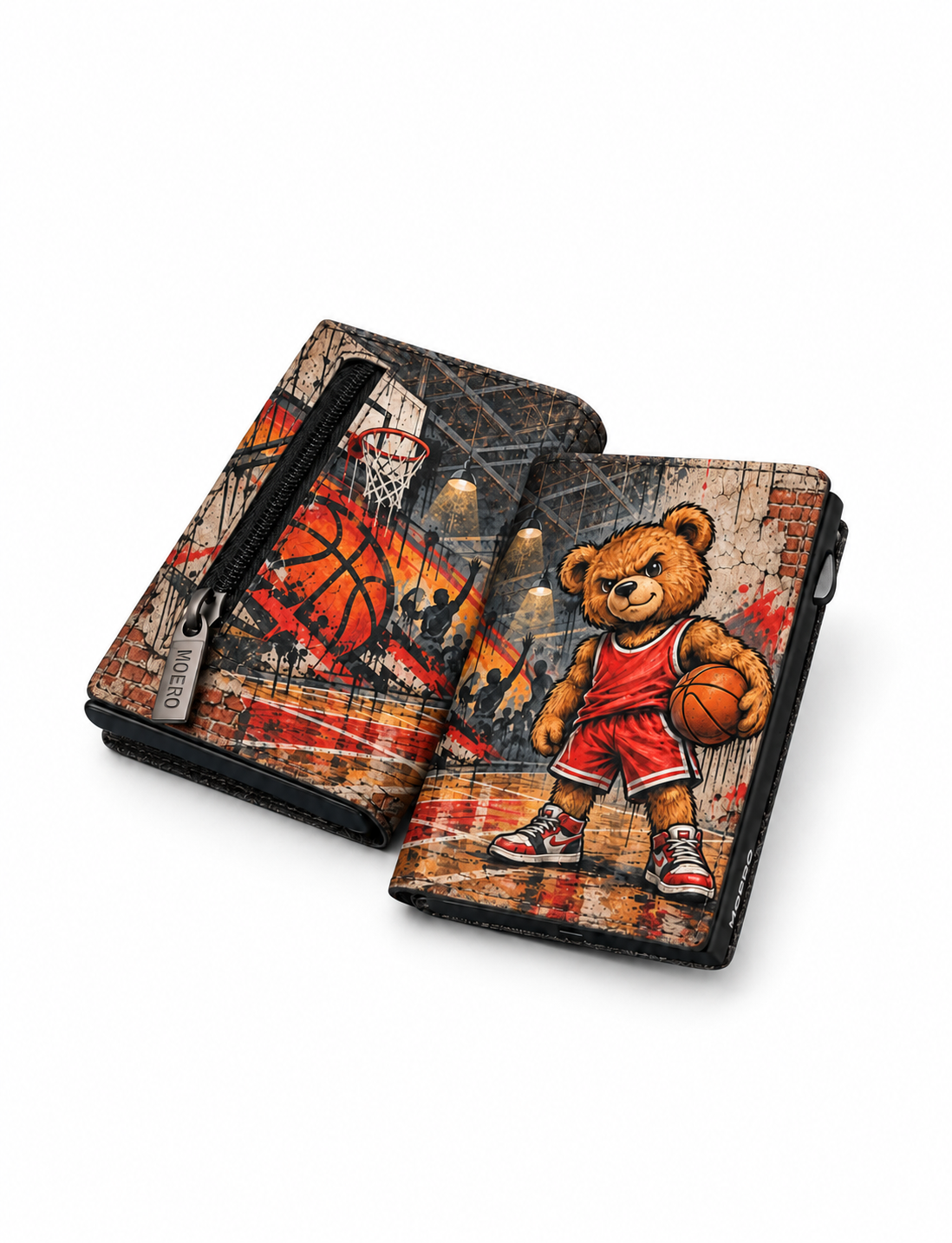 Moero Pro - Teddy Basket - Sport Limited Edition – Portafoglio RFID in Vera Pelle Saffiano con Chiusura Magnetica e Portamonete Zip