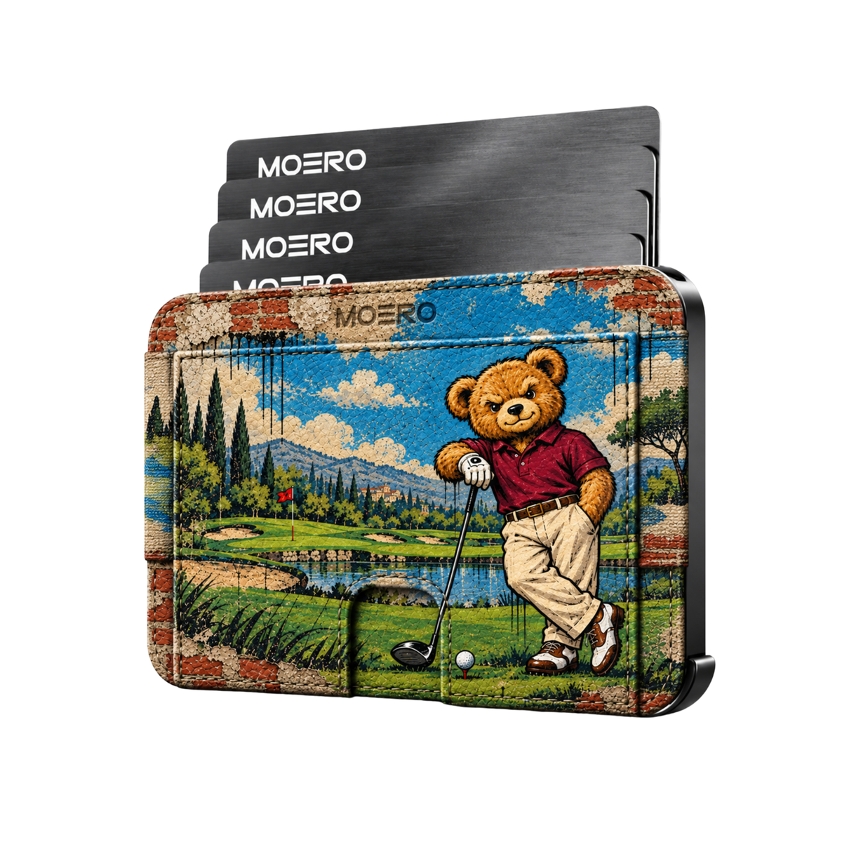 Moero M2 Pro - Teddy Golf - Sport Limited Edition - MagSafe Wallet – Portafoglio RFID in Alluminio e Vera Pelle Saffiano Antigraffio