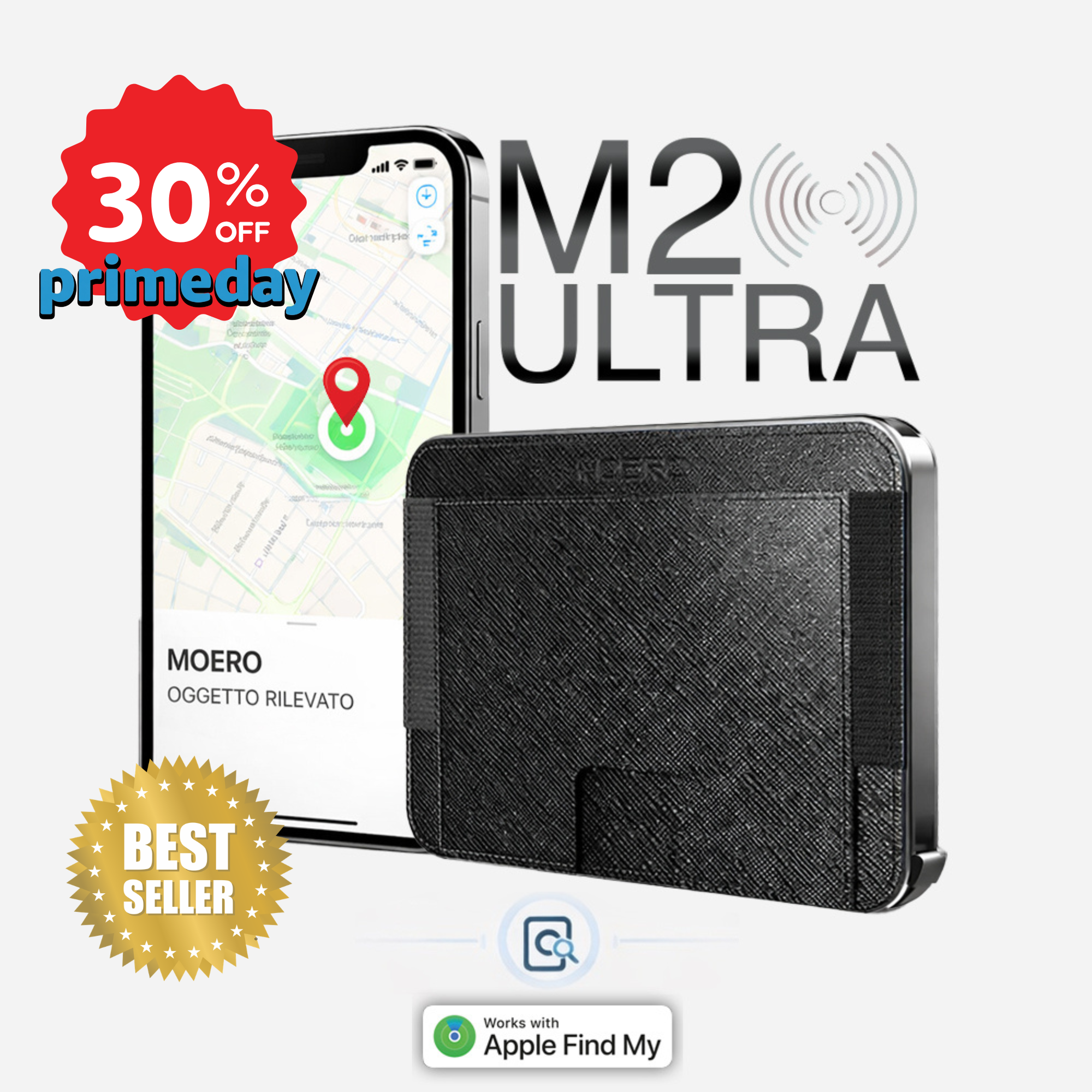 Moero M2 ULTRA Saffiano MagSafe Wallet con Apple Find My Integrato – Portafoglio RFID in Alluminio e Vera Pelle Antigraffio