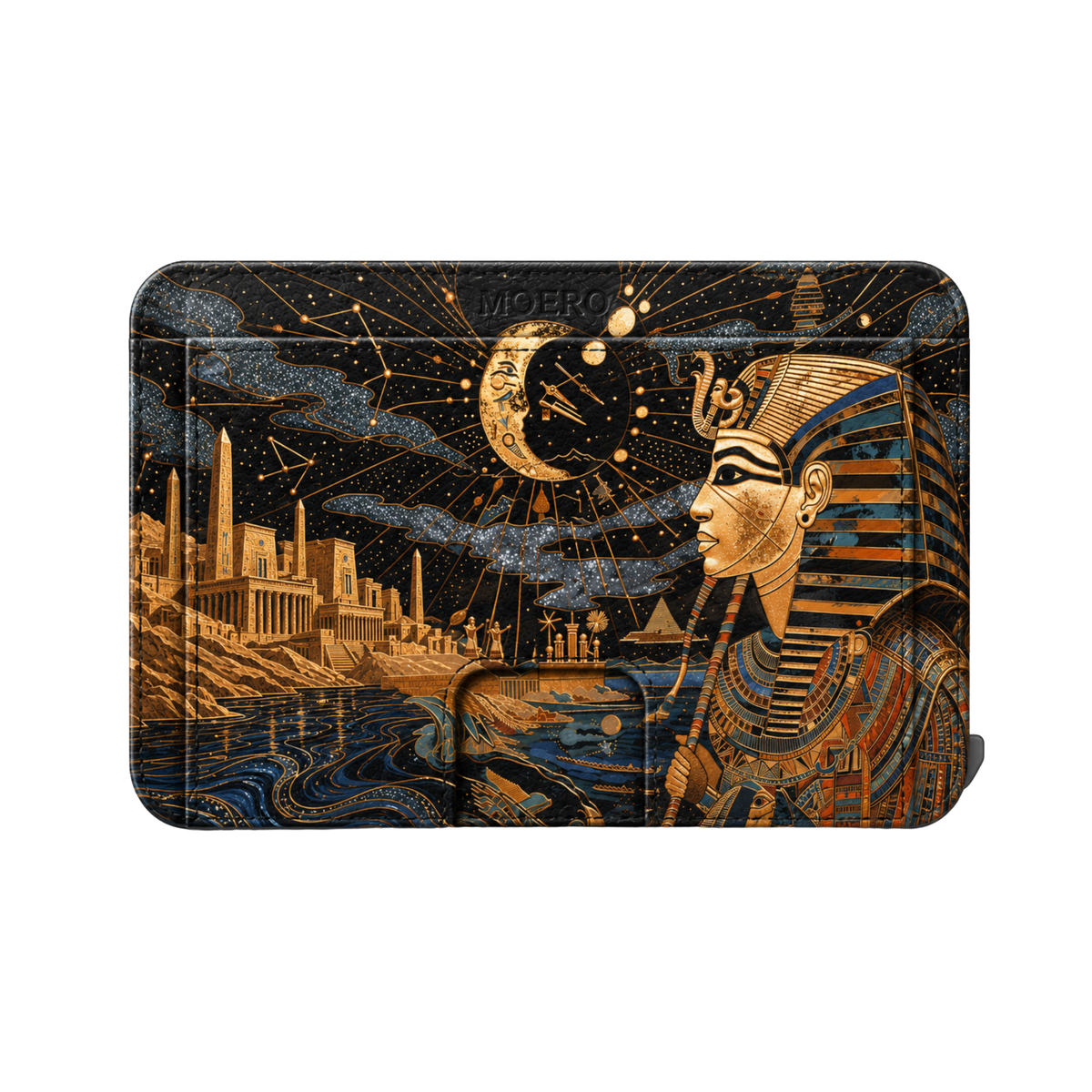 Moero M2 Pro - Notte Egiziana - Limited Edition - MagSafe Wallet – Portafoglio RFID in Alluminio e Vera Pelle Saffiano Antigraffio