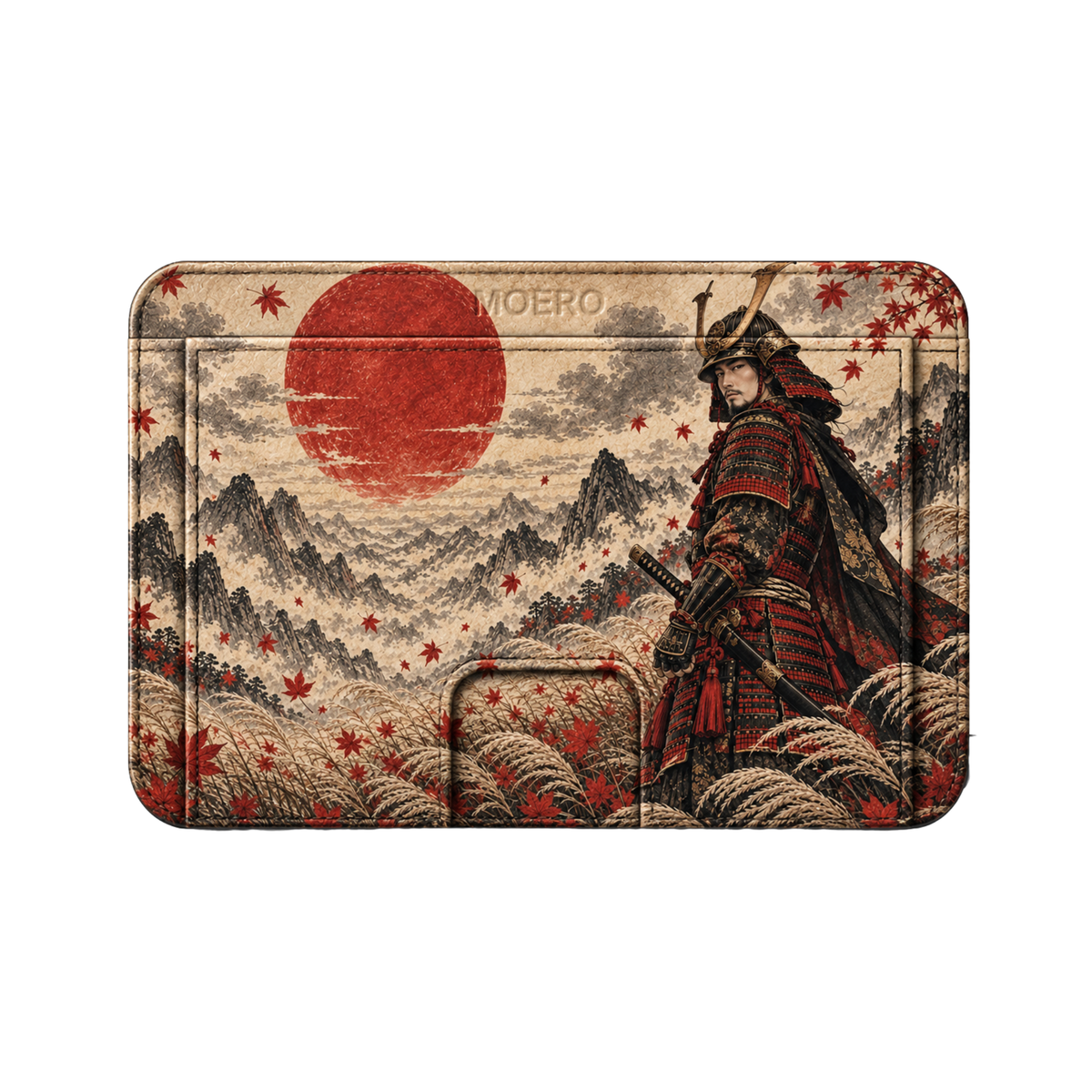 Moero M2 Pro - Samurai - Japanese art Limited Edition - MagSafe Wallet – Portafoglio RFID in Alluminio e Vera Pelle Saffiano Antigraffio
