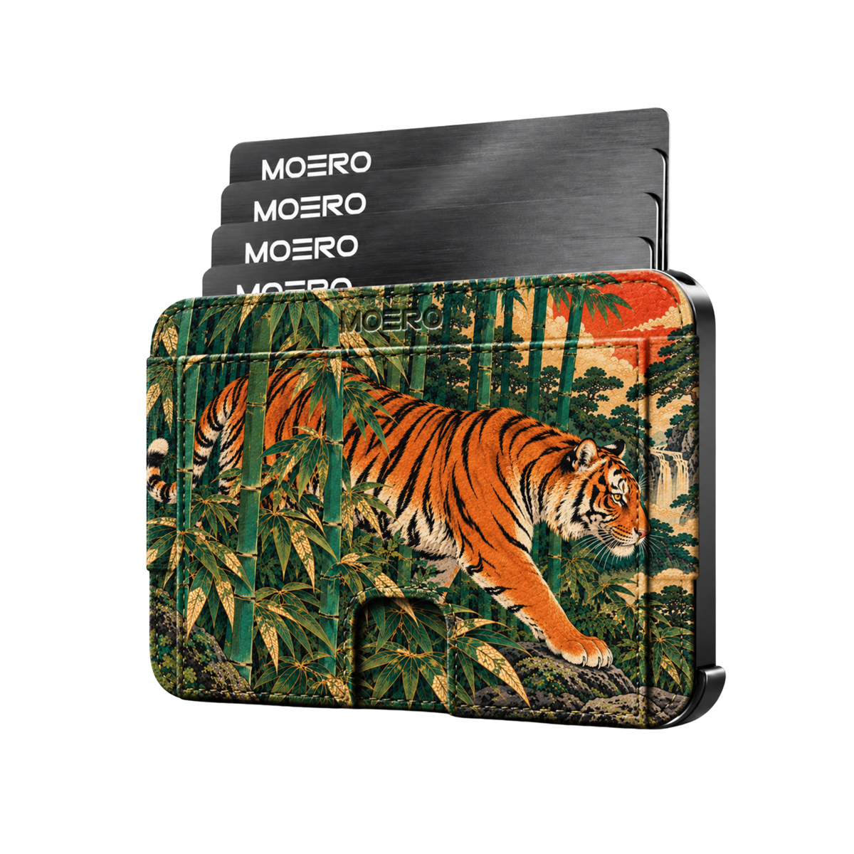 Moero M2 Pro - Guardiano del bambù - Japanese art Limited Edition - MagSafe Wallet – Portafoglio RFID in Alluminio e Vera Pelle Saffiano Antigraffio