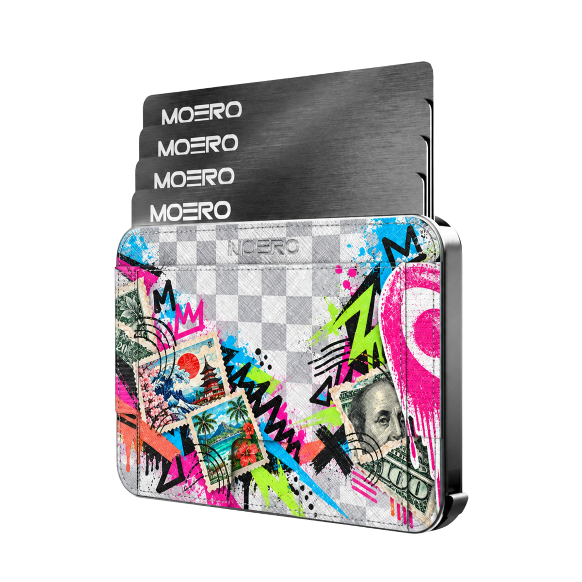 Moero M2 Pro - Urban Remix - Underground art Limited Edition - MagSafe Wallet – Portafoglio RFID in Alluminio e Vera Pelle Saffiano Antigraffio