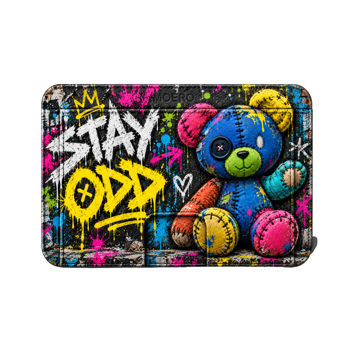 Moero M2 Pro - Taddy Stay Odd - Limited Edition - MagSafe Wallet – Portafoglio RFID in Alluminio e Vera Pelle Saffiano Antigraffio