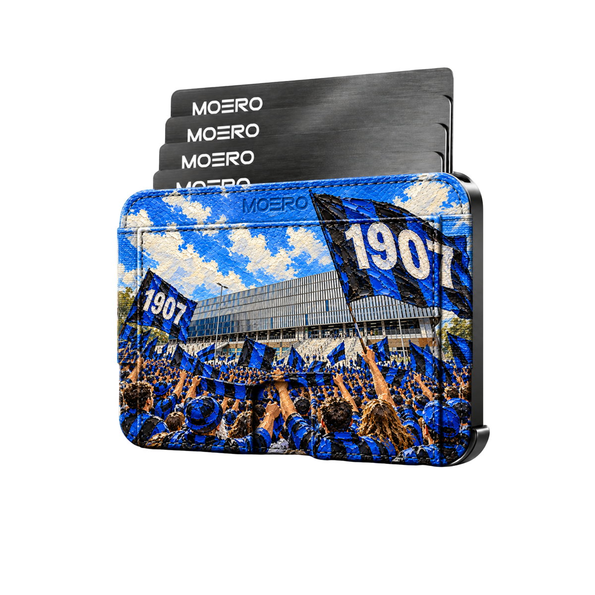 Moero M2 Pro - Atalanta - Passione Calcio Limited Edition - MagSafe Wallet – Portafoglio RFID in Alluminio e Vera Pelle Saffiano Antigraffio