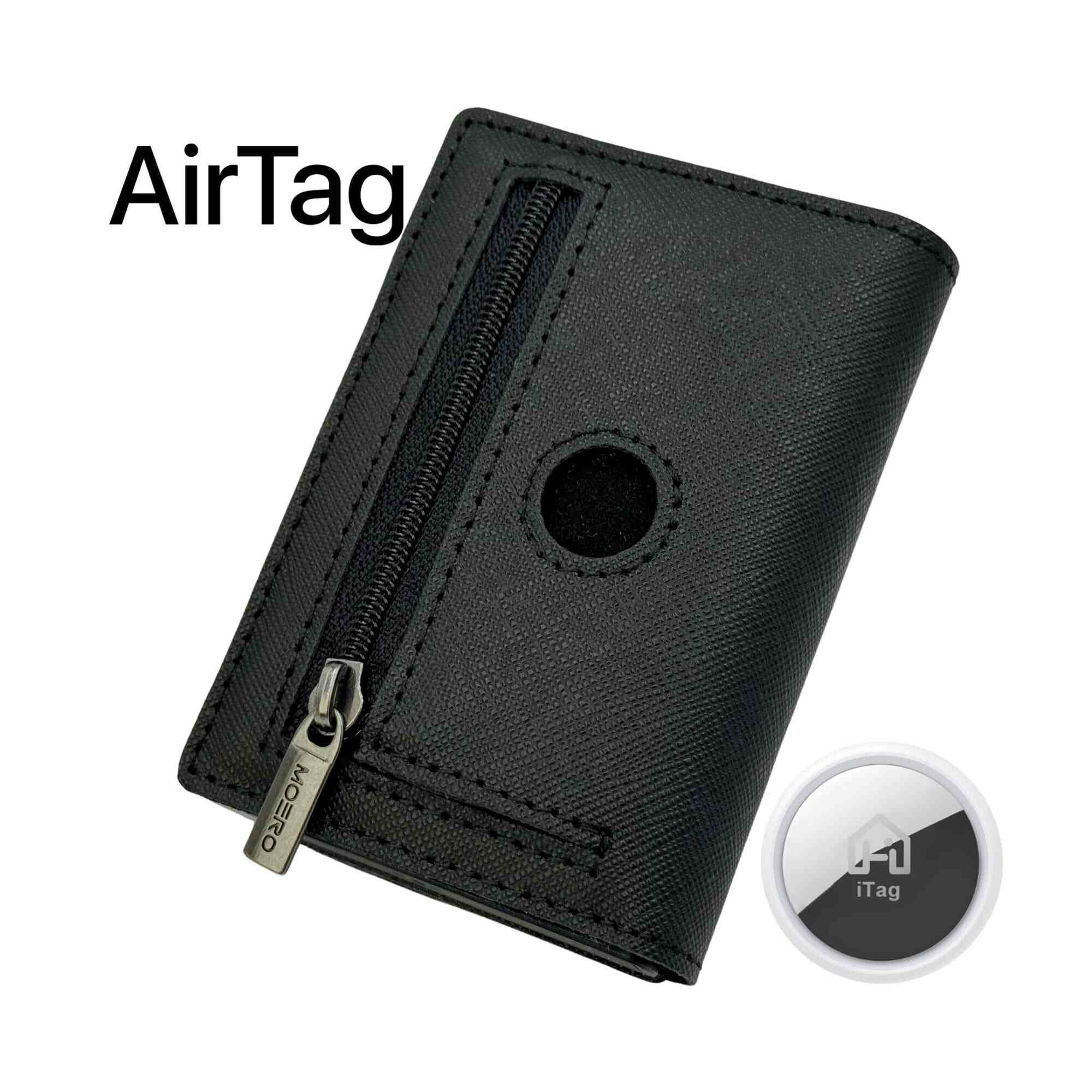 Airtag PRO Saffiano Schwarzer Reißverschluss