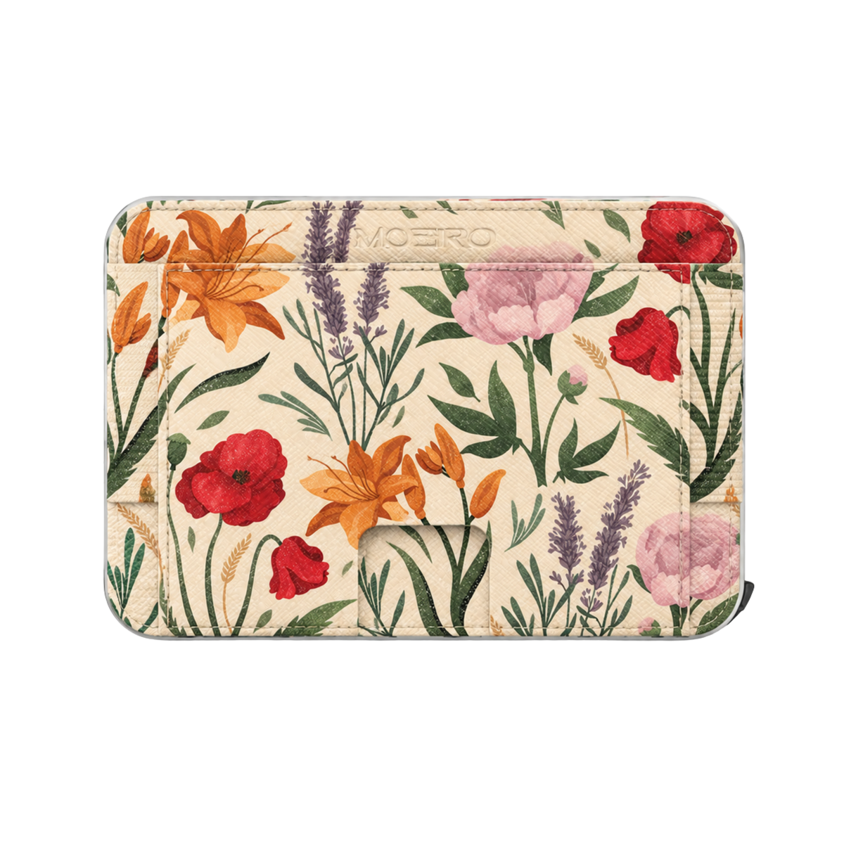 Moero M2 Pro - Erbario romantico - Floral Limited Edition - MagSafe Wallet – Portafoglio RFID in Alluminio e Vera Pelle Saffiano Antigraffio