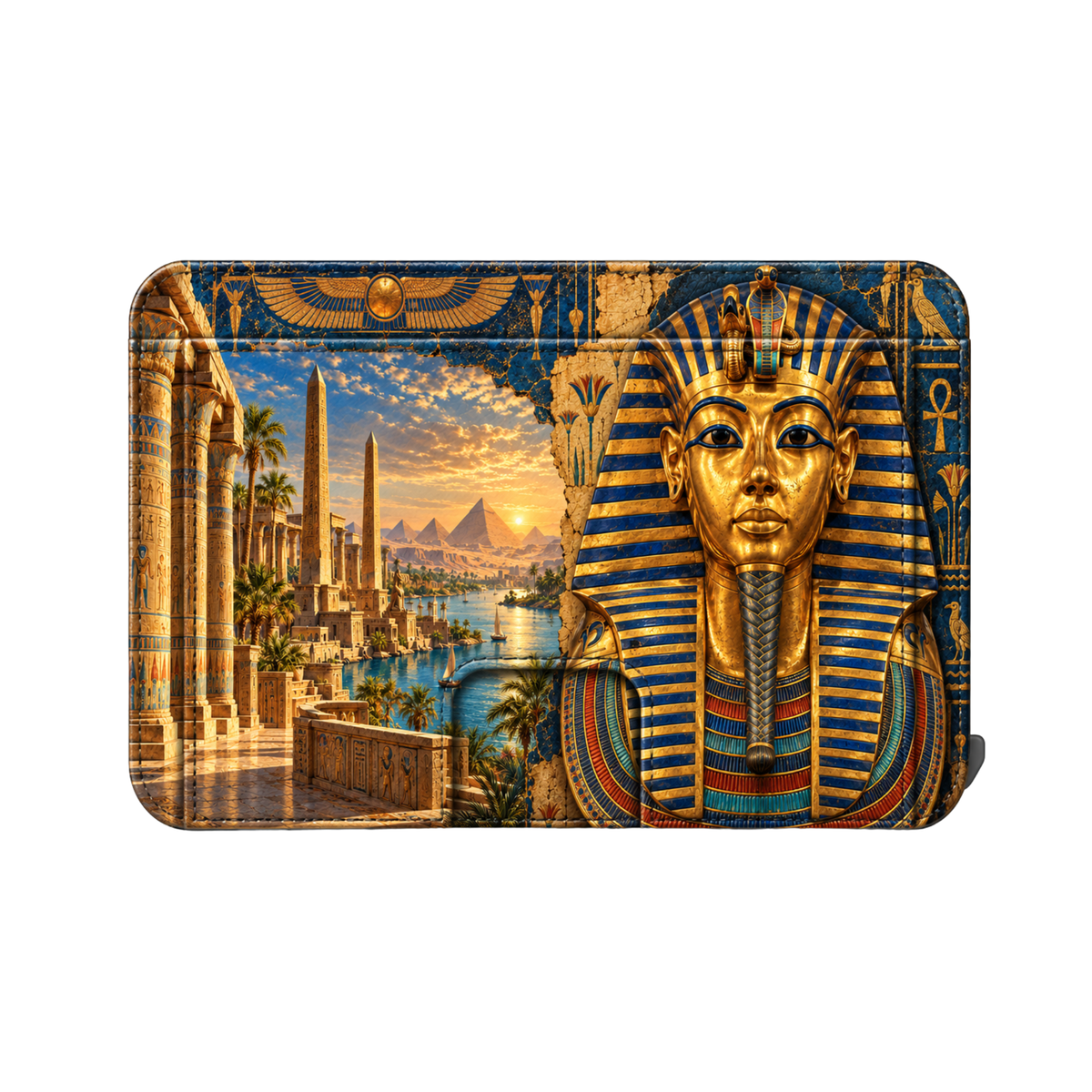 Moero M2 Pro - Tutankhamon - Limited Edition - MagSafe Wallet – Portafoglio RFID in Alluminio e Vera Pelle Saffiano Antigraffio
