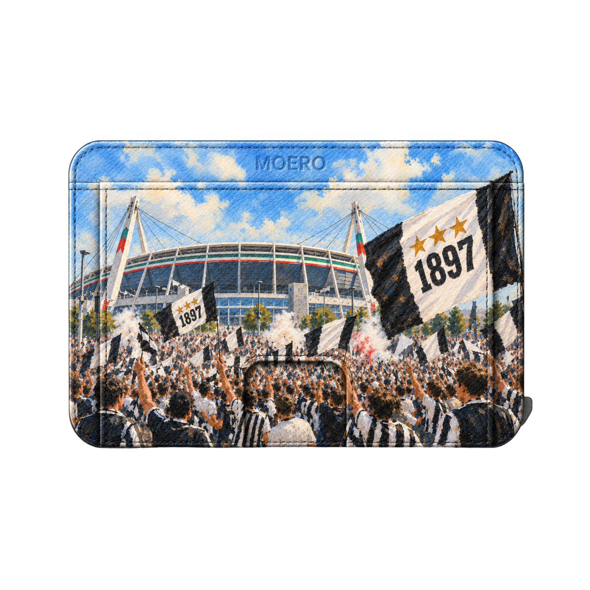 Moero M2 Pro - Juve - Passione Calcio Limited Edition - MagSafe Wallet – Portafoglio RFID in Alluminio e Vera Pelle Saffiano Antigraffio
