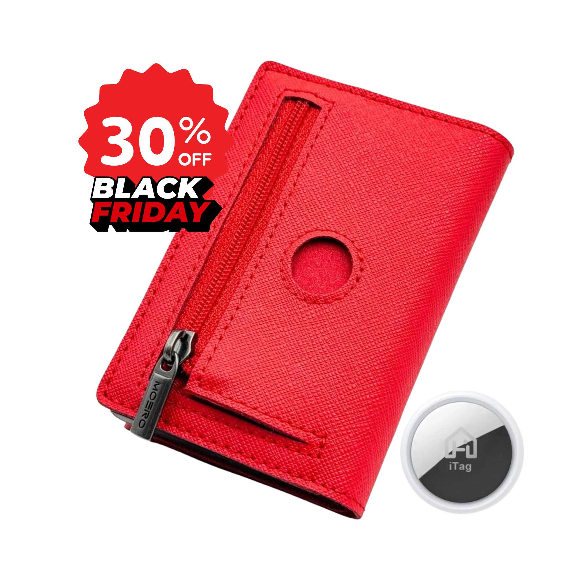 Airtag PRO Saffiano Red Zip