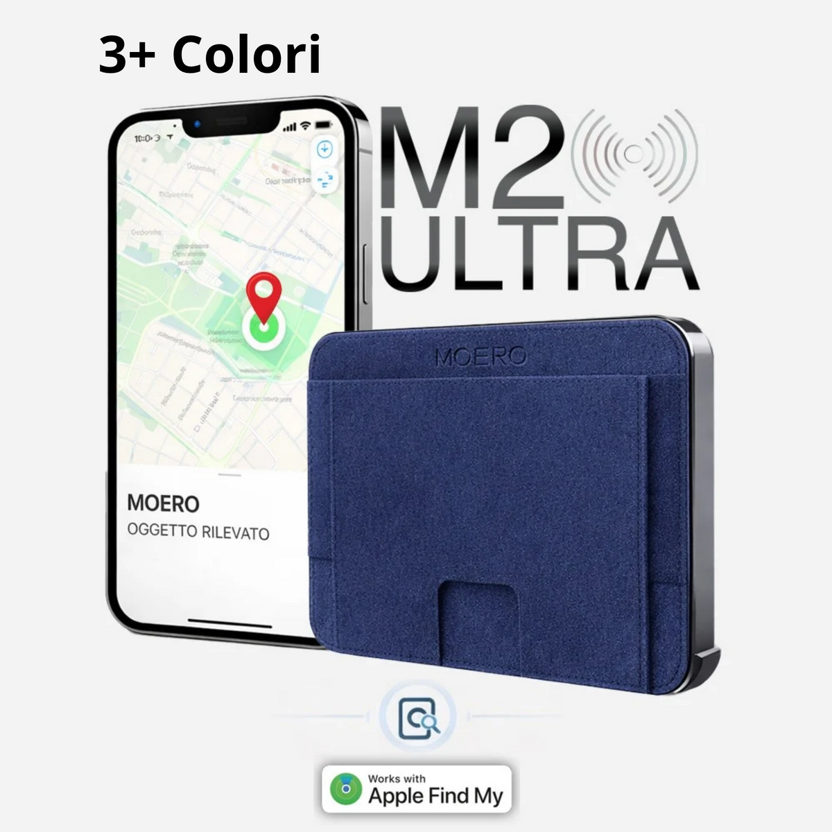 Moero M2 ULTRA SUPERIOR microfibra scamosciata MagSafe Wallet con Apple Find My Integrato – Portafoglio RFID in Alluminio e Alcantara