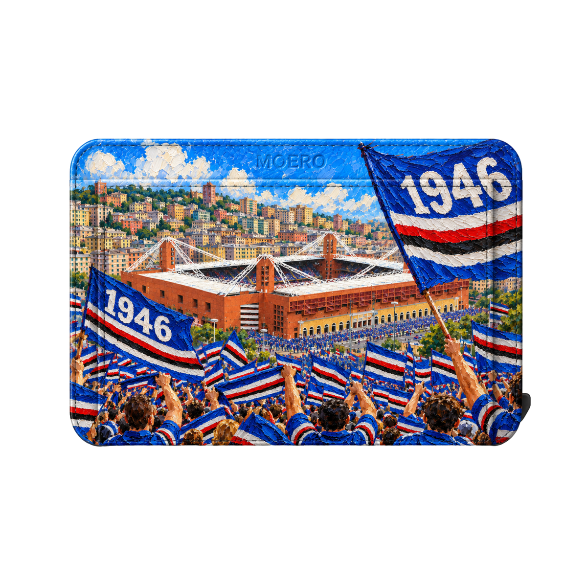 Moero M2 Pro - Sampdoria - Passione Calcio Limited Edition - MagSafe Wallet – Portafoglio RFID in Alluminio e Vera Pelle Saffiano Antigraffio