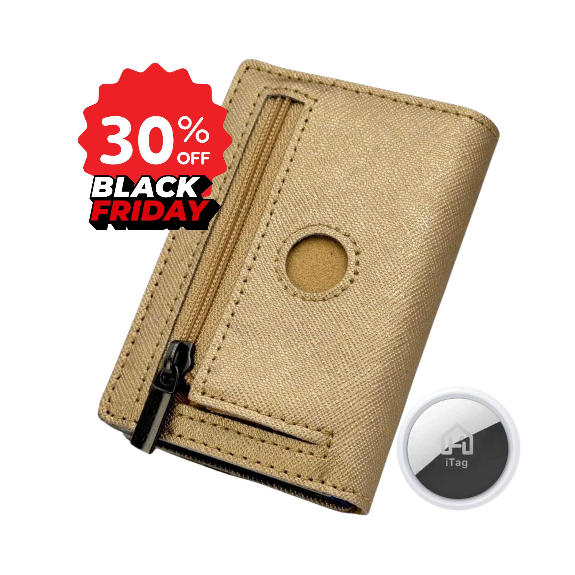 Airtag PRO Saffiano Gold Zip