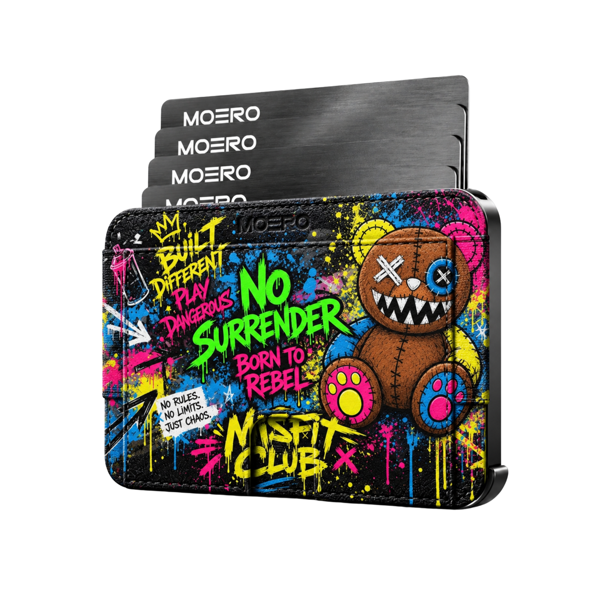 Moero M2 Pro - Teddy Built different - Limited Edition - MagSafe Wallet – Portafoglio RFID in Alluminio e Vera Pelle Saffiano Antigraffio