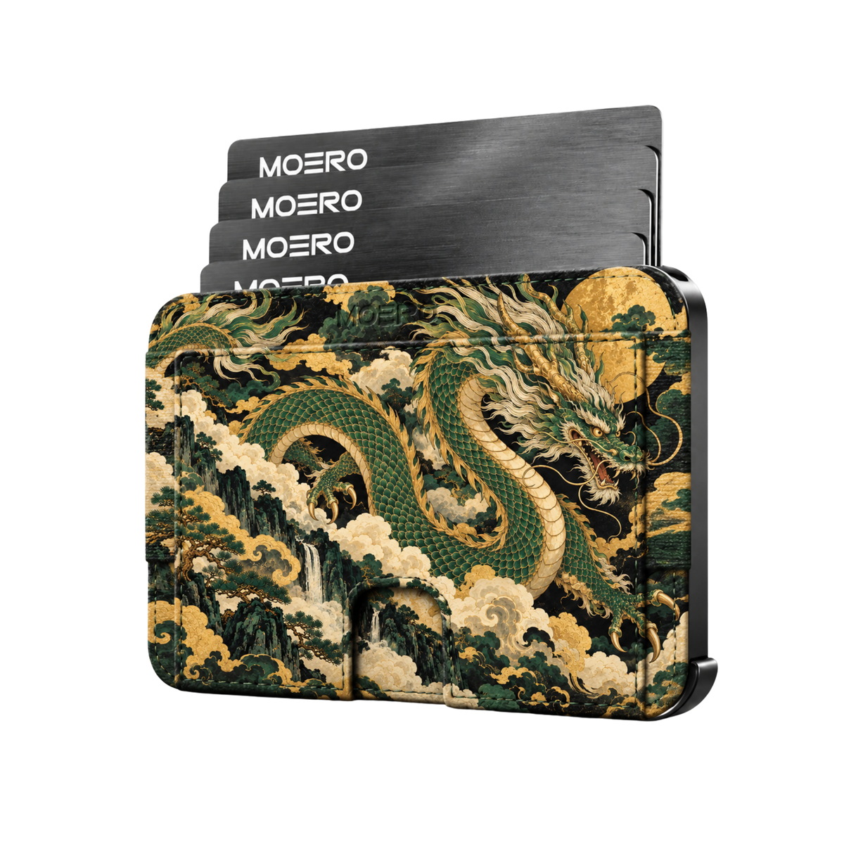 Moero M2 Pro - Drago Sovrano - Japanese art Limited Edition - MagSafe Wallet – Portafoglio RFID in Alluminio e Vera Pelle Saffiano Antigraffio