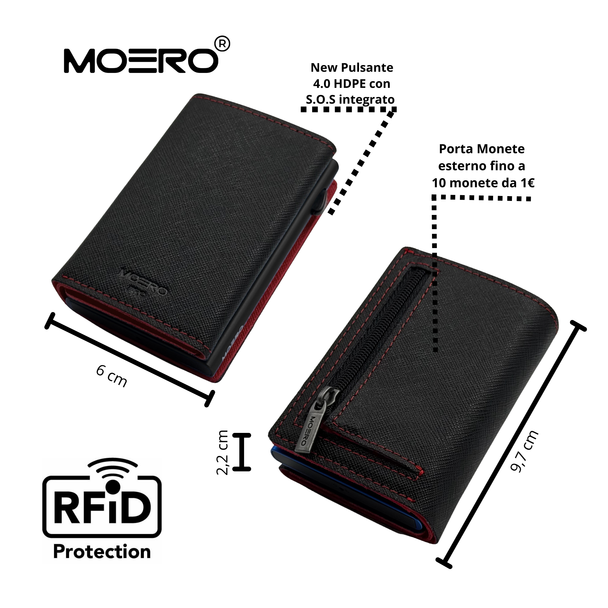 PRO PLUS Saffiano Negro y Rojo