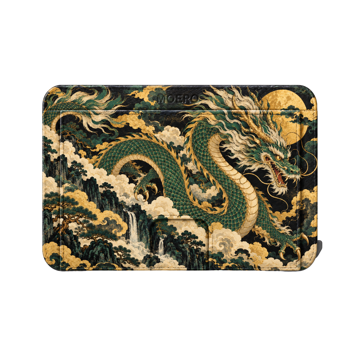 Moero M2 Pro - Drago Sovrano - Japanese art Limited Edition - MagSafe Wallet – Portafoglio RFID in Alluminio e Vera Pelle Saffiano Antigraffio
