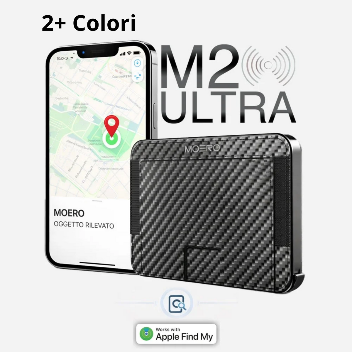 Moero M2 ULTRA Carbon MagSafe Wallet con Apple Find My Integrato – Portafoglio RFID in Alluminio e vera pelle Carbon