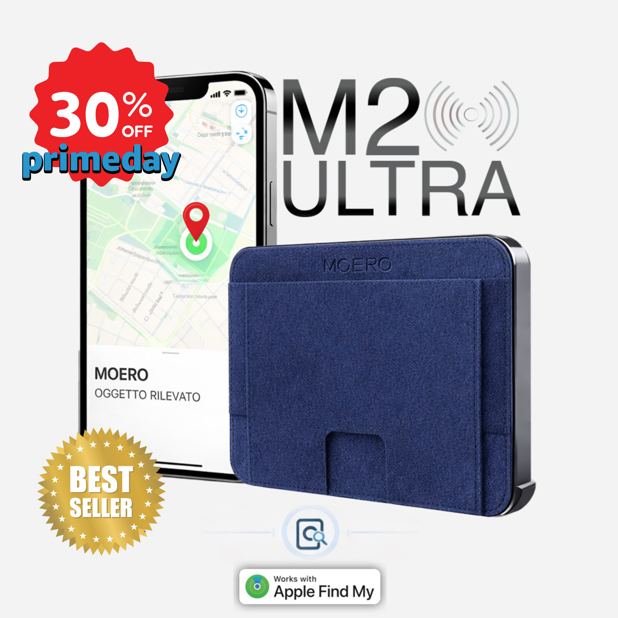 Moero M2 ULTRA Alcantara MagSafe Wallet con Apple Find My Integrato – Portafoglio RFID in Alluminio e Alcantara