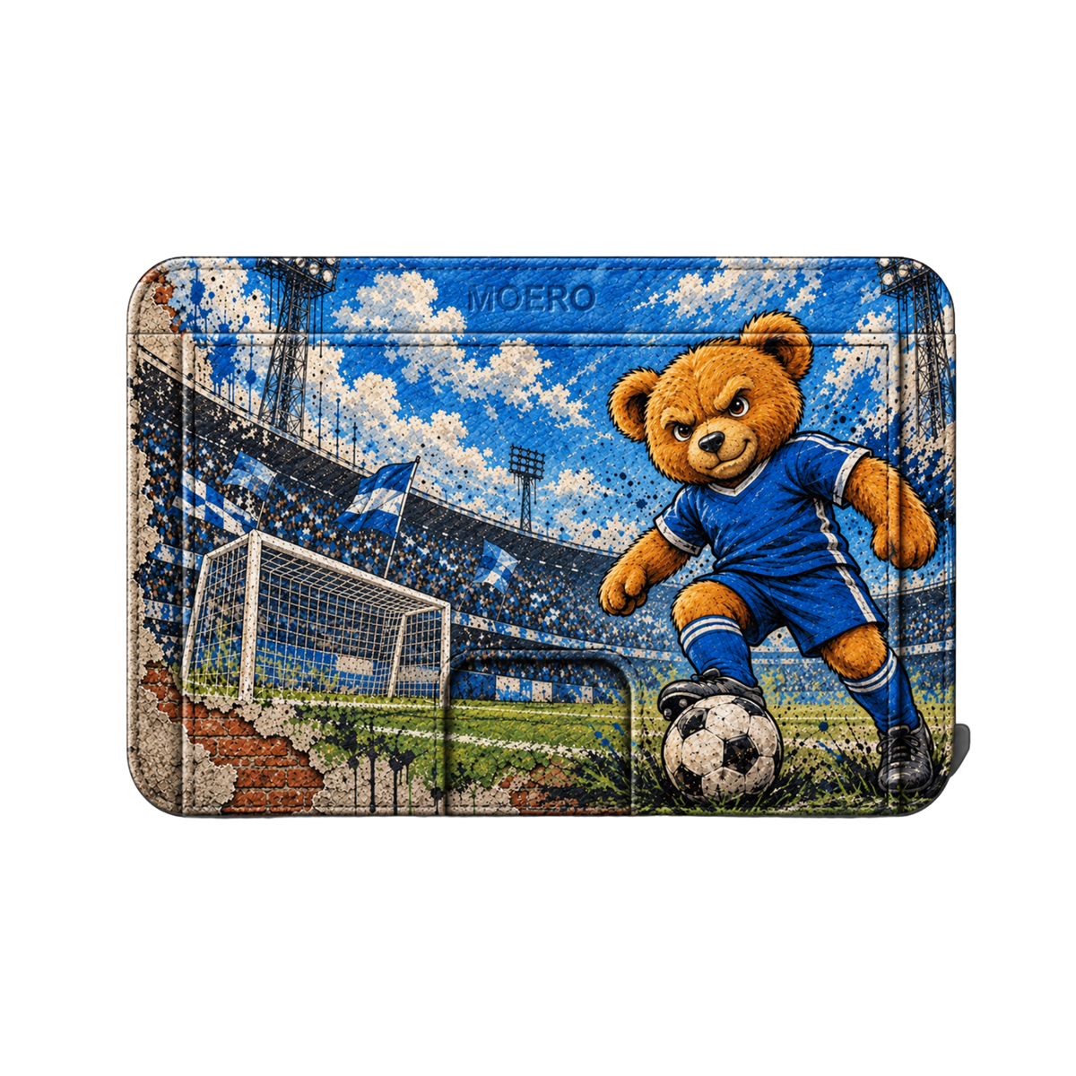 Moero M2 Pro - Teddy Calcio - Sport Limited Edition - MagSafe Wallet – Portafoglio RFID in Alluminio e Vera Pelle Saffiano Antigraffio