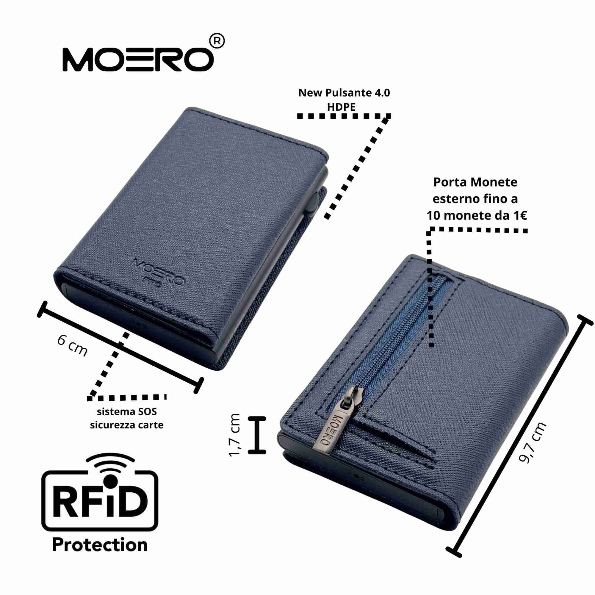 PRO Saffiano Blue Navy Reißverschluss