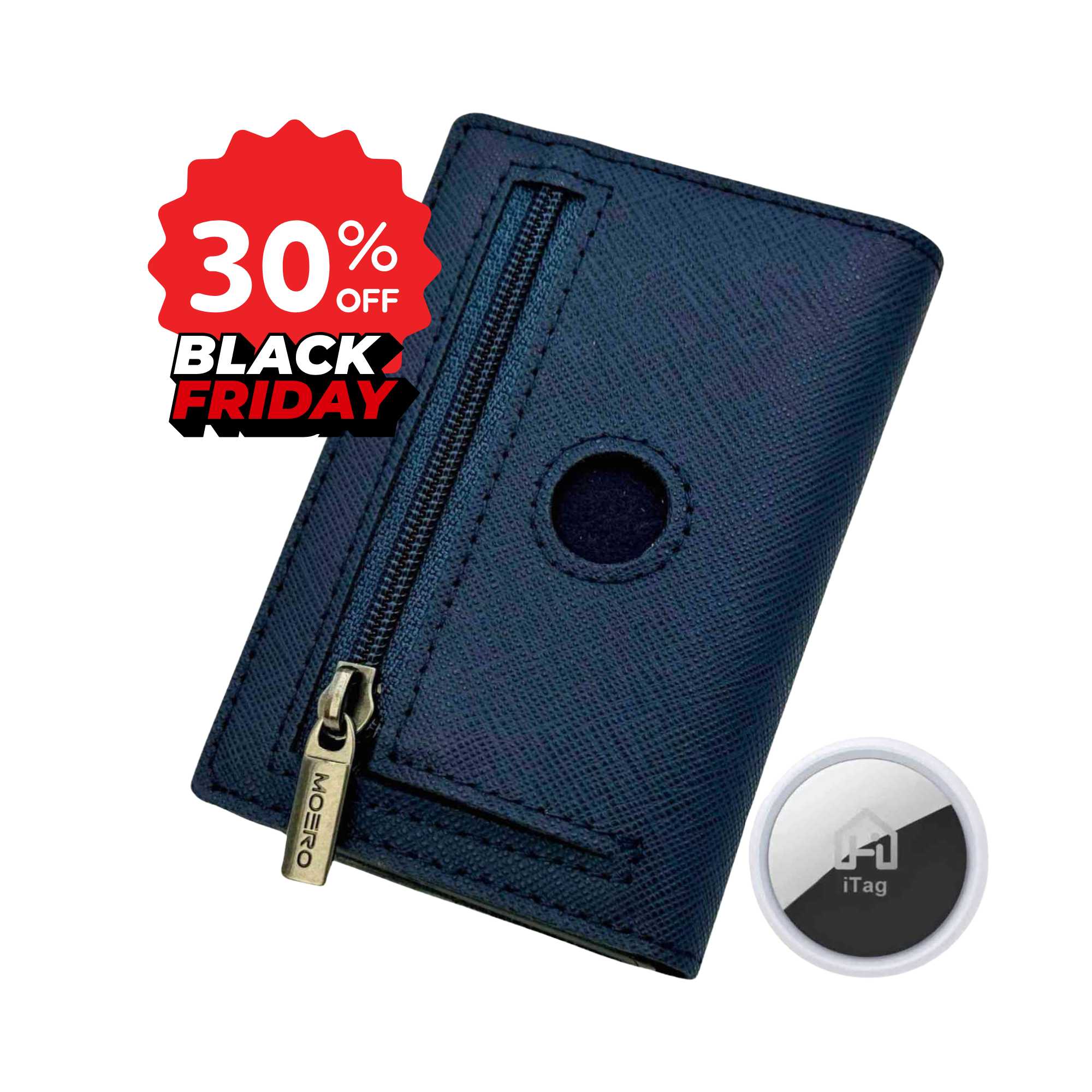 Airtag PRO Saffiano Blue Navy Zip