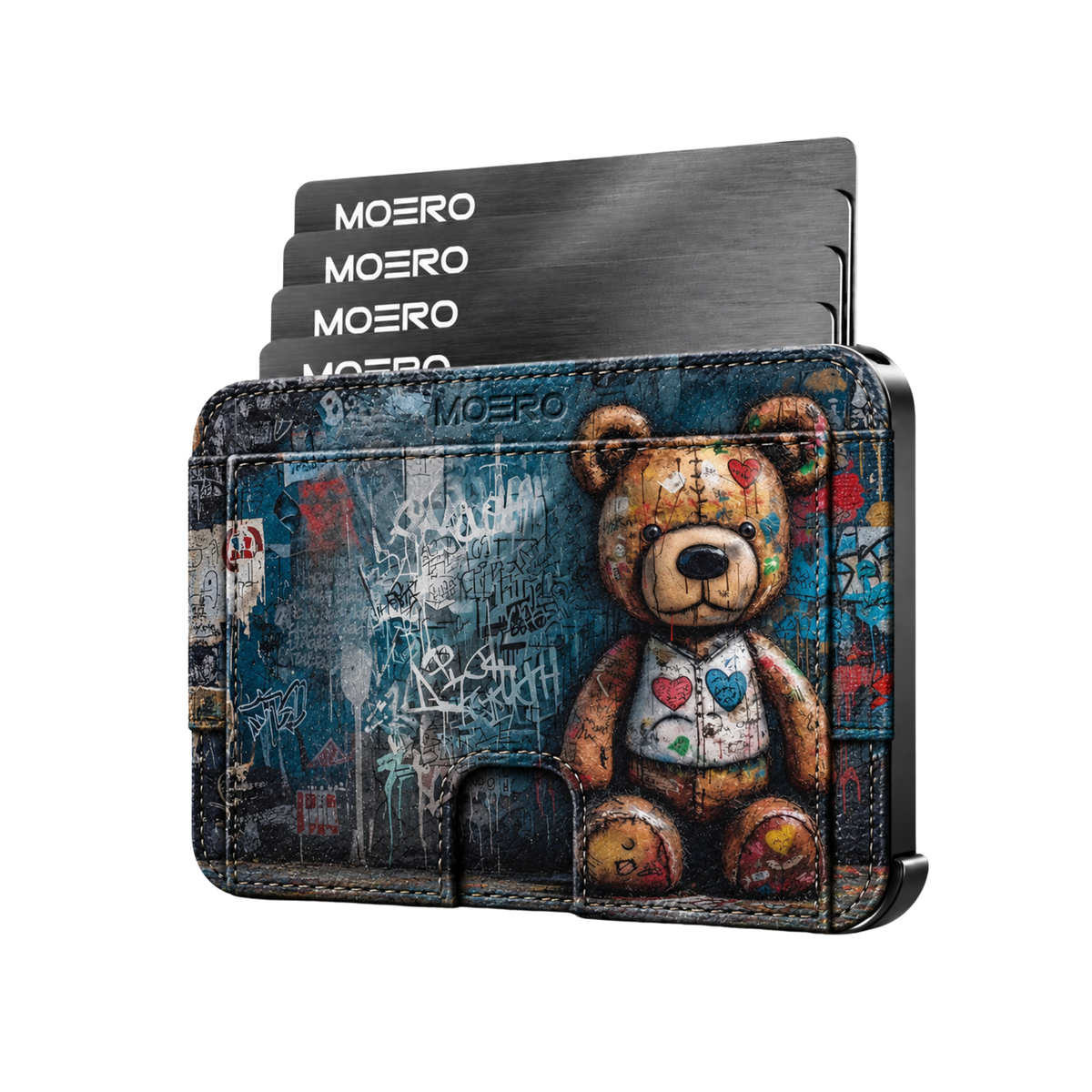 Moero M2 Pro - Teddy Heart - Limited Edition - MagSafe Wallet – Portafoglio RFID in Alluminio e Vera Pelle Saffiano Antigraffio