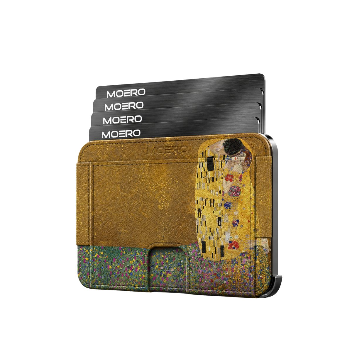 Moero M2 Pro - Bacio di Klimt Limited Edition - MagSafe Wallet – Portafoglio RFID in Alluminio e Vera Pelle Saffiano Antigraffio