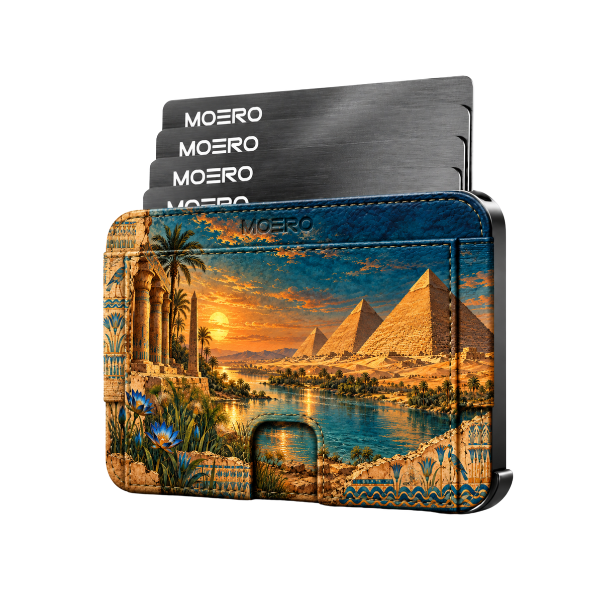 Moero M2 Pro - Nilo turchese - Limited Edition - MagSafe Wallet – Portafoglio RFID in Alluminio e Vera Pelle Saffiano Antigraffio