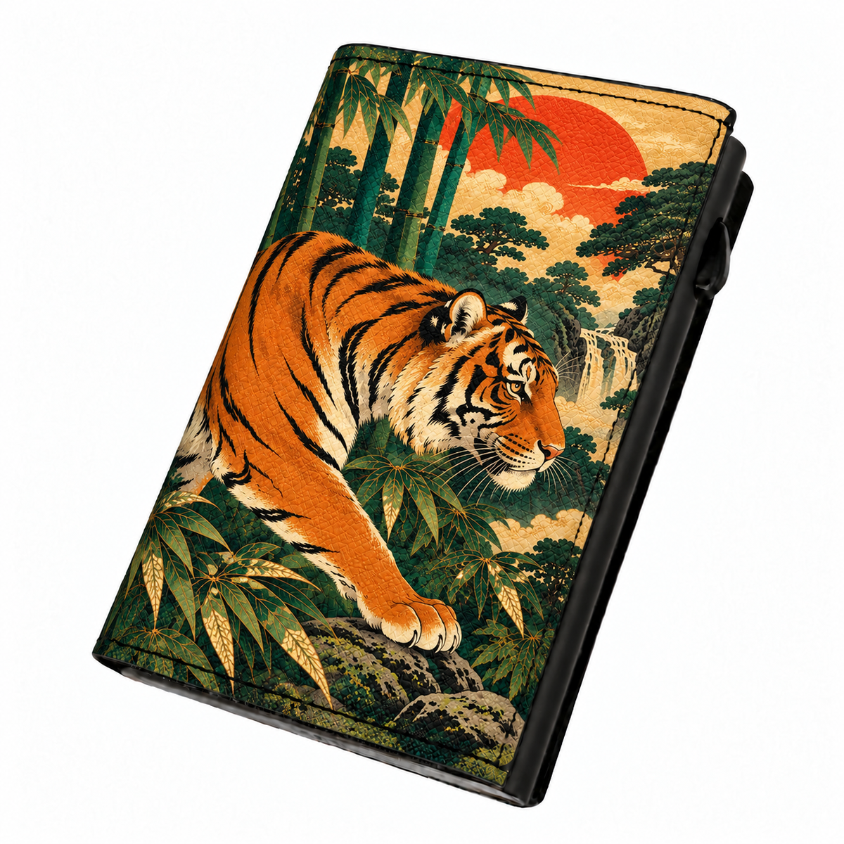Moero Pro – Guardiano del Bambù – Japanese Art Limited Edition – Portafoglio RFID in Vera Pelle Saffiano con Chiusura Magnetica e Portamonete Zip