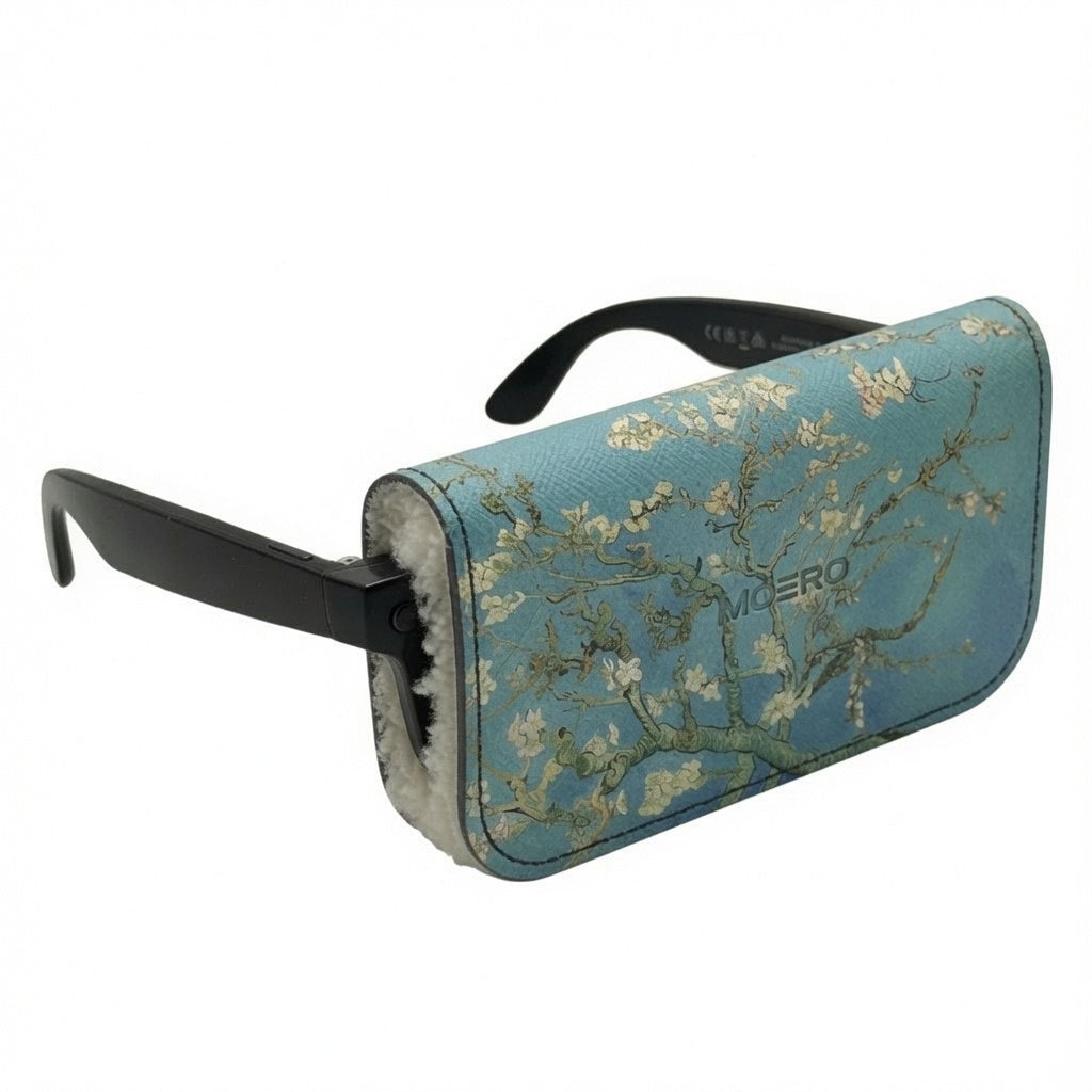 Moero Vision Air Ramo di Mandorlo Limited Edition – Porta Occhiali Minimalista in Pelle Saffiano Antigraffio con Chiusura Magnetica
