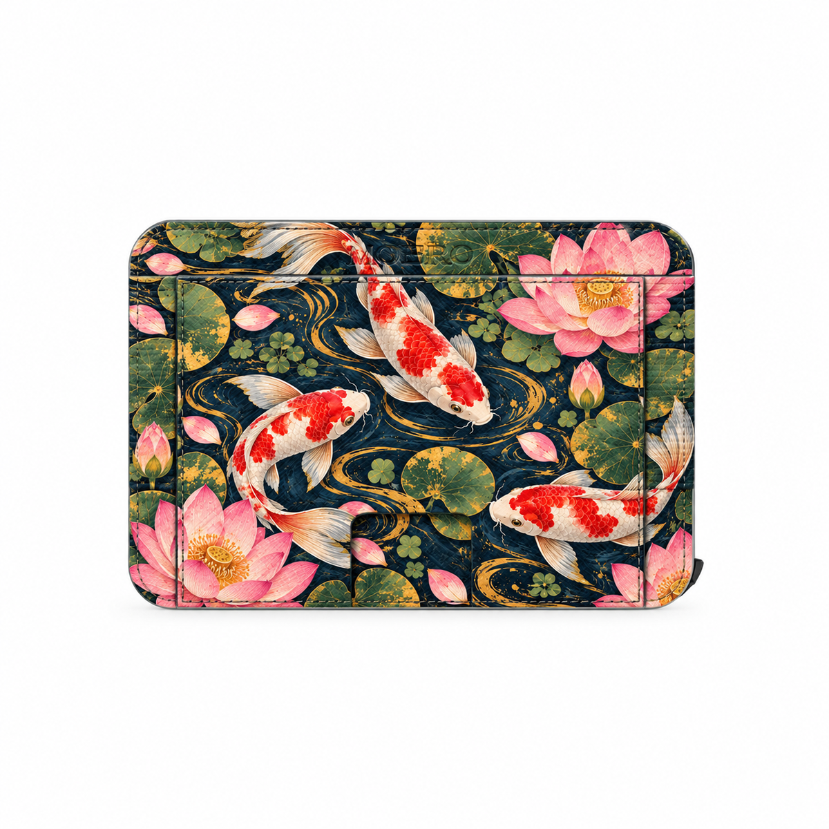 Moero M2 Pro - Koi Loto - Japanese art Limited Edition - MagSafe Wallet – Portafoglio RFID in Alluminio e Vera Pelle Saffiano Antigraffio