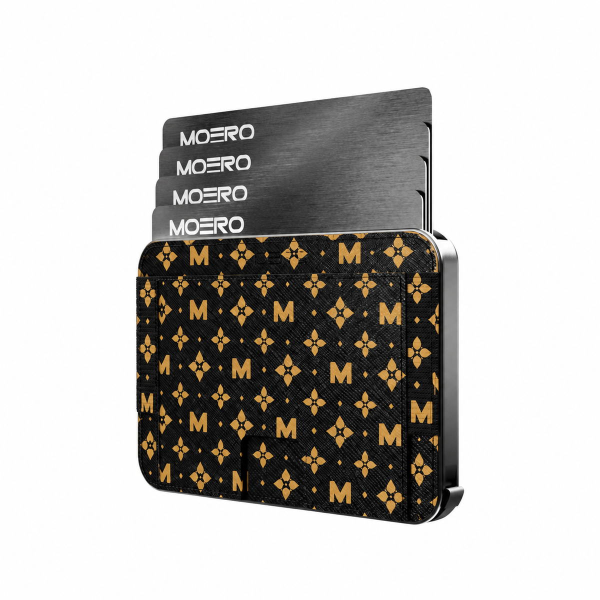Moero M2 Pro - Monogram Black - Limited Edition - MagSafe Wallet – Portafoglio RFID in Alluminio e Vera Pelle Saffiano Antigraffio