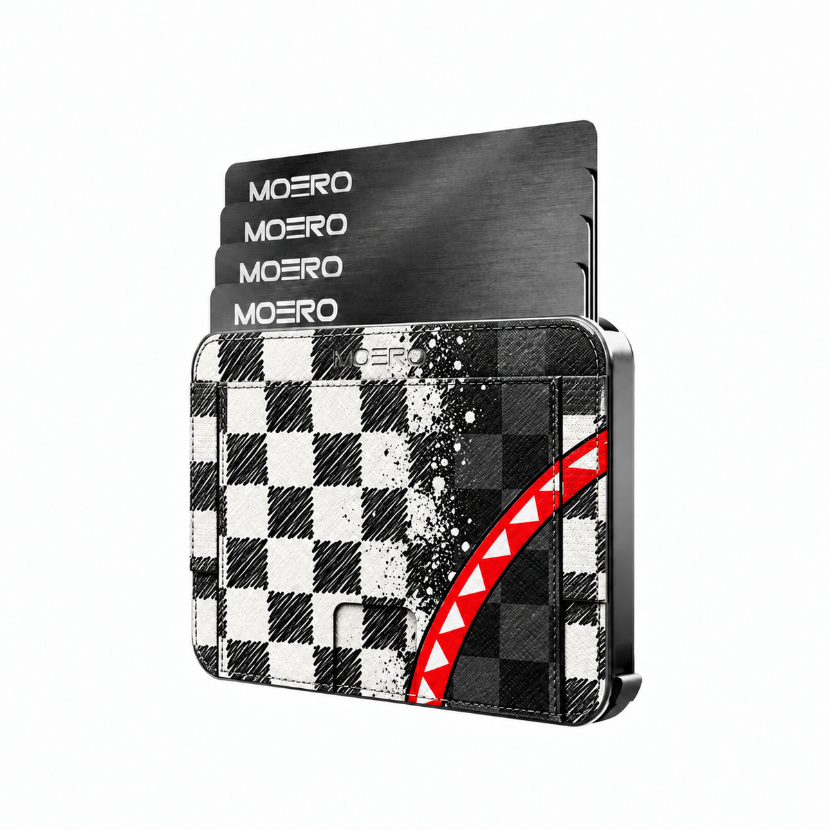 Moero M2 Pro - Check Bite Sketch - Underground art Limited Edition - MagSafe Wallet – Portafoglio RFID in Alluminio e Vera Pelle Saffiano Antigraffio