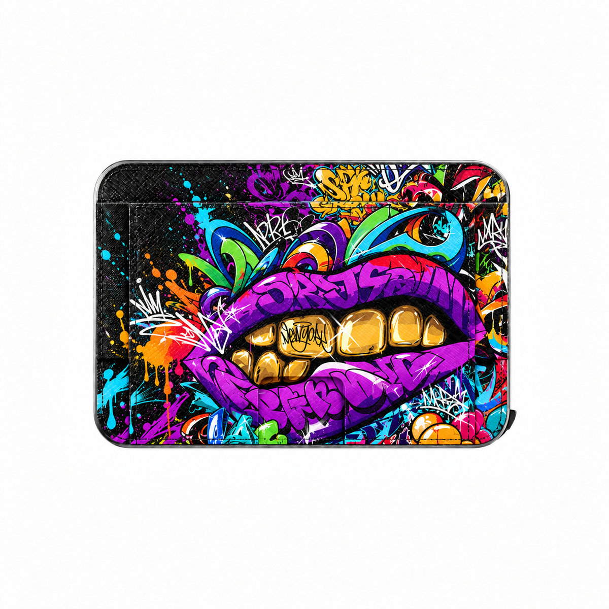 Moero M2 Pro - Gold Grillz - Underground art Limited Edition - MagSafe Wallet – Portafoglio RFID in Alluminio e Vera Pelle Saffiano Antigraffio