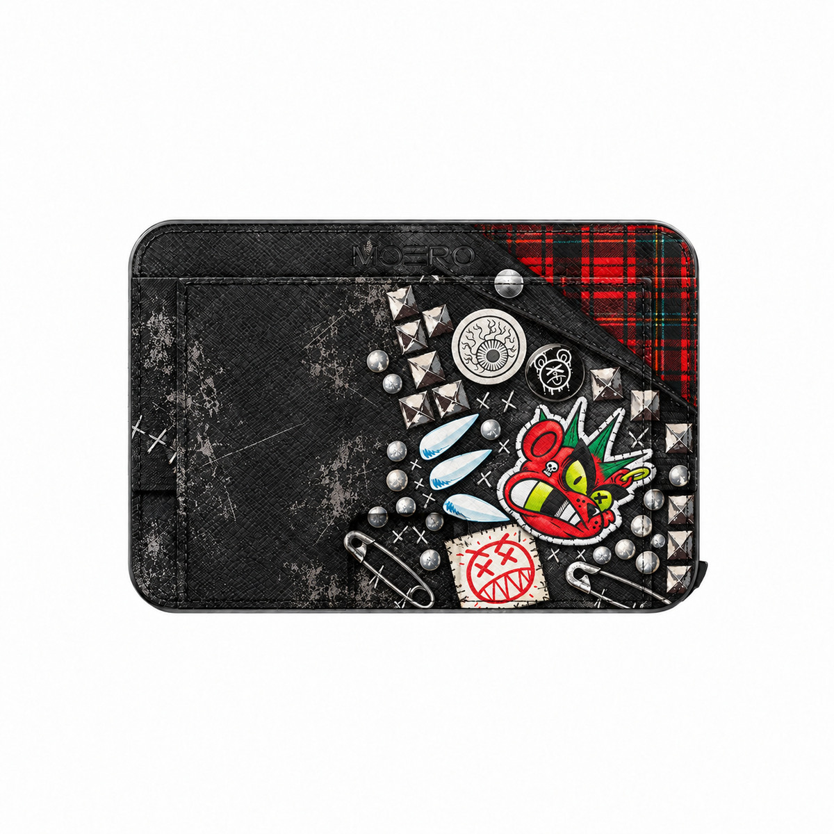 Moero M2 Pro - Punk Rebel - Underground art Limited Edition - MagSafe Wallet – Portafoglio RFID in Alluminio e Vera Pelle Saffiano Antigraffio