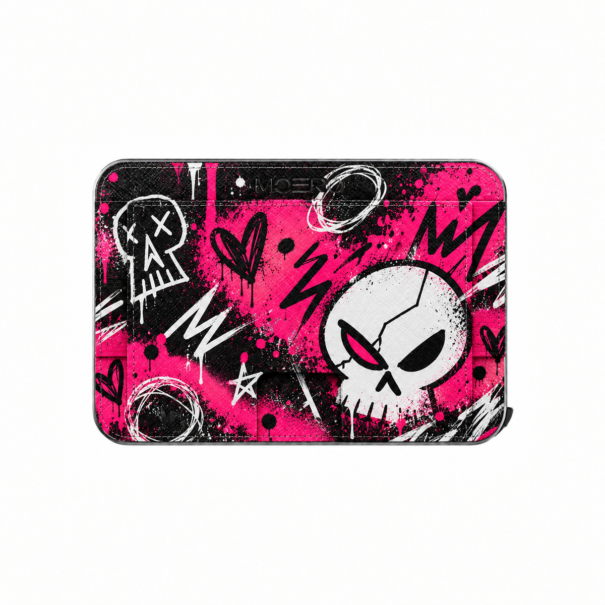 Moero M2 Pro - Punk Skull - Underground art Limited Edition - MagSafe Wallet – Portafoglio RFID in Alluminio e Vera Pelle Saffiano Antigraffio