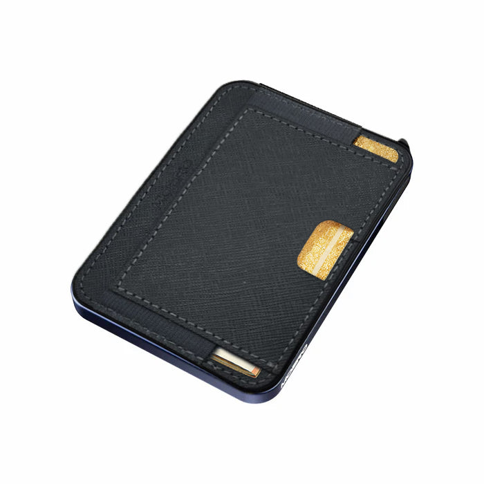 Moero M2 Pro Saffiano Grey MagSafe Wallet – Portafoglio RFID in Alluminio e Vera Pelle Antigraffio
